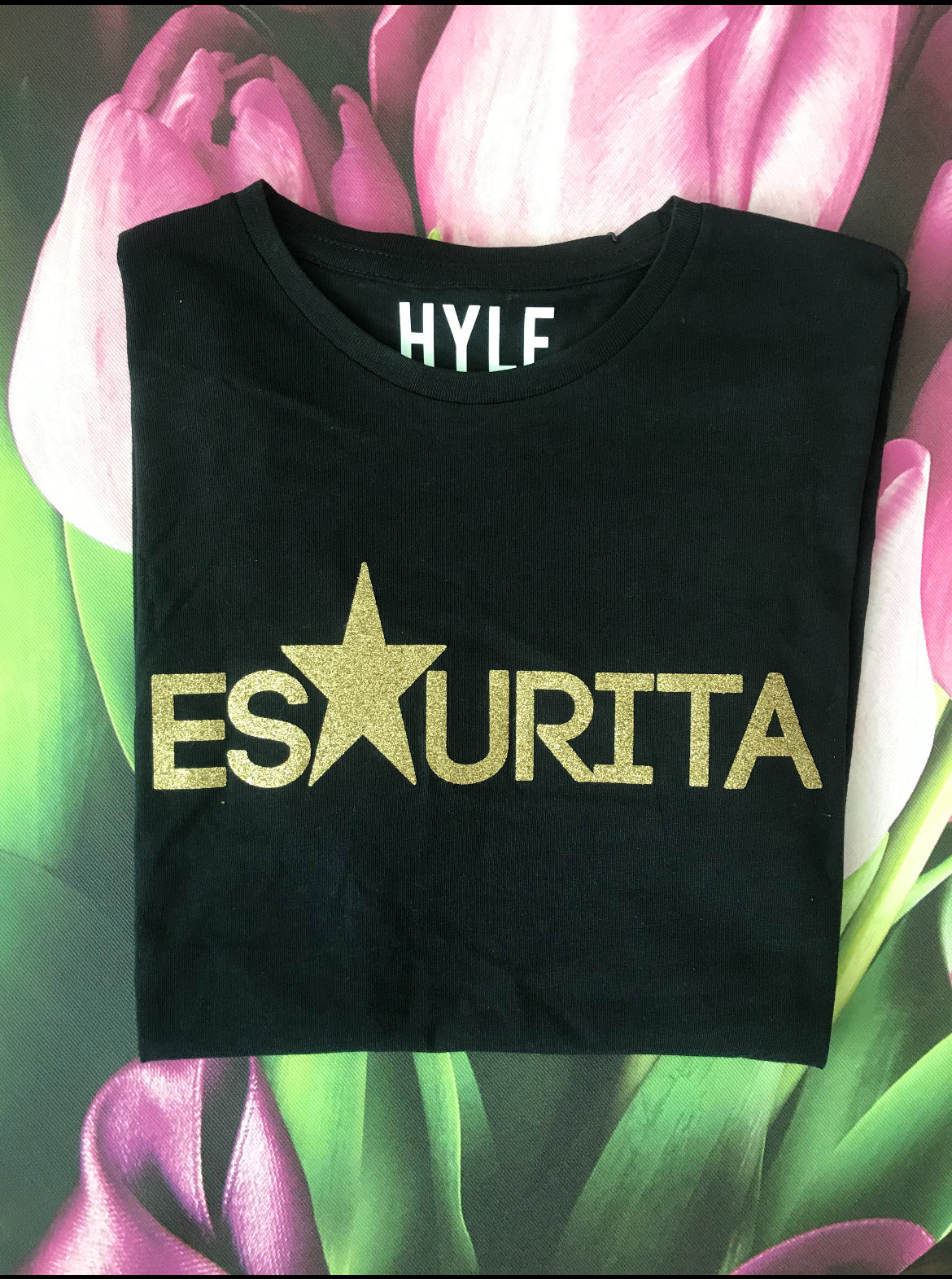 T-shirt Donna Gold Glitter - HYLE Cotone 100%