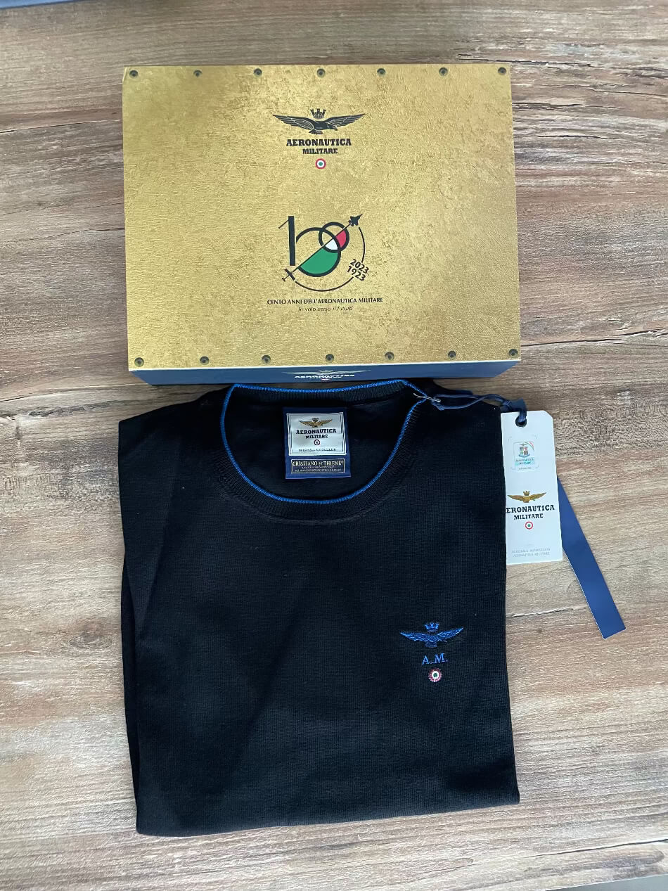 Aeronautica Militare Maglione Uomo Nero in Lana | Calda e confortevole per l'inverno