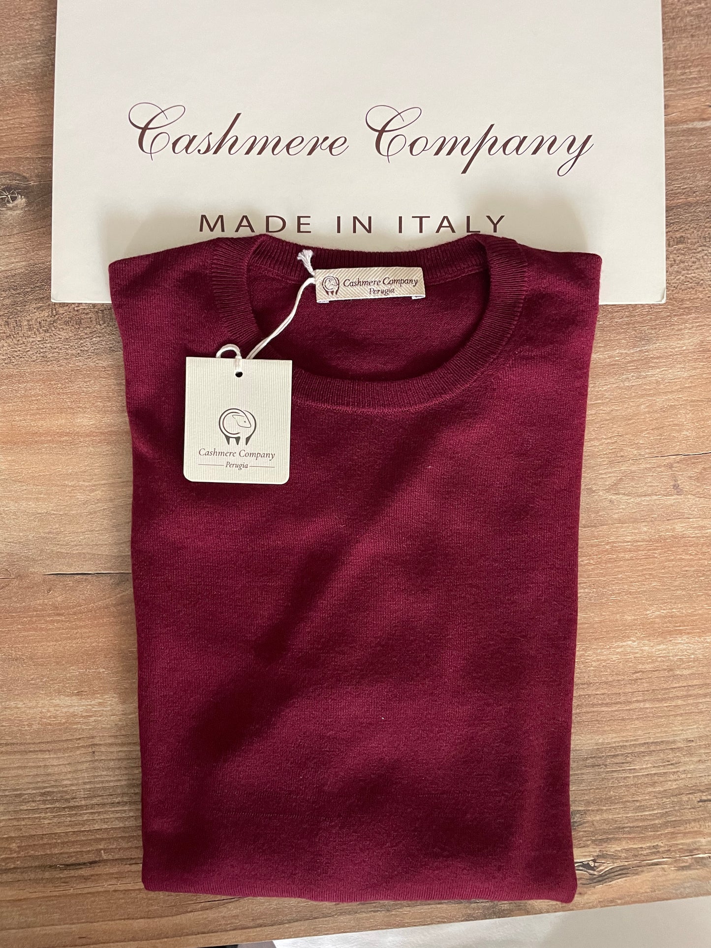 Cashmere Company maglia uomo girocollo Bordeaux cashmere lana