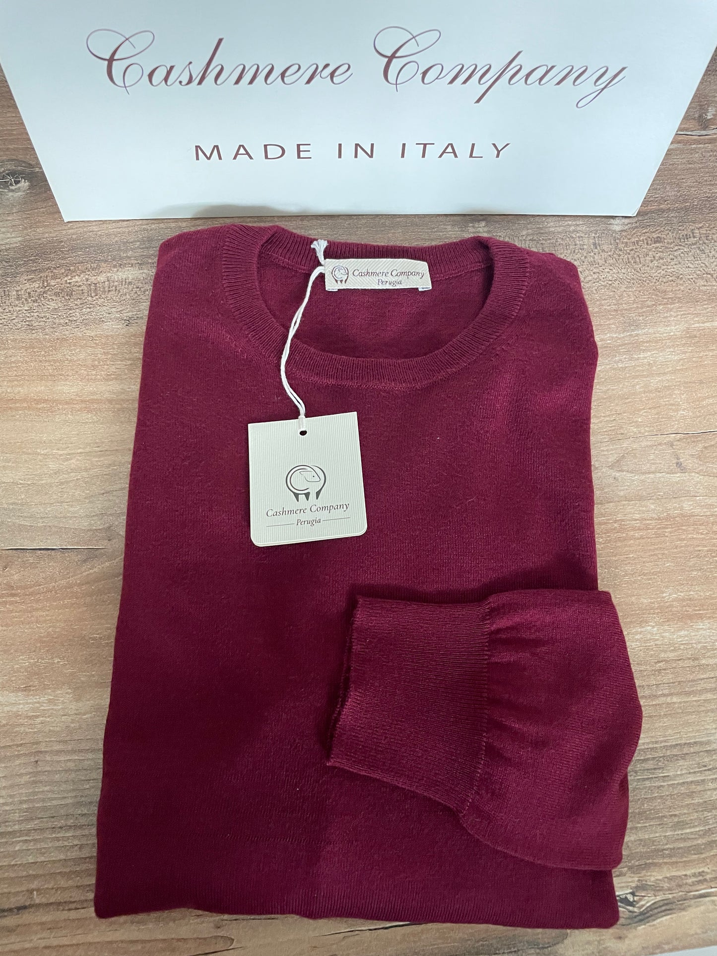 Cashmere Company maglia uomo girocollo Bordeaux cashmere lana