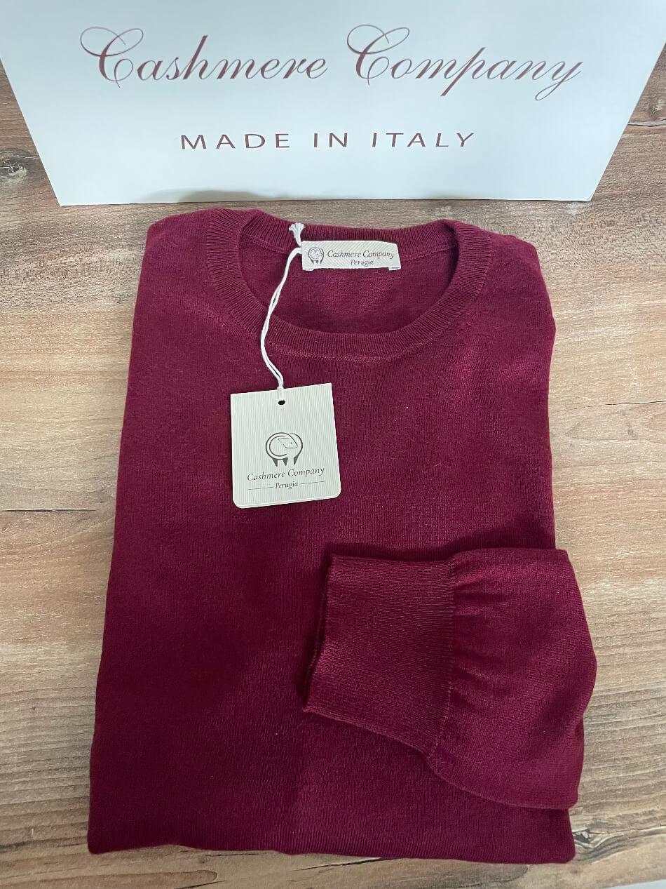 Cashmere Company maglia uomo girocollo Bordeaux cashmere lana