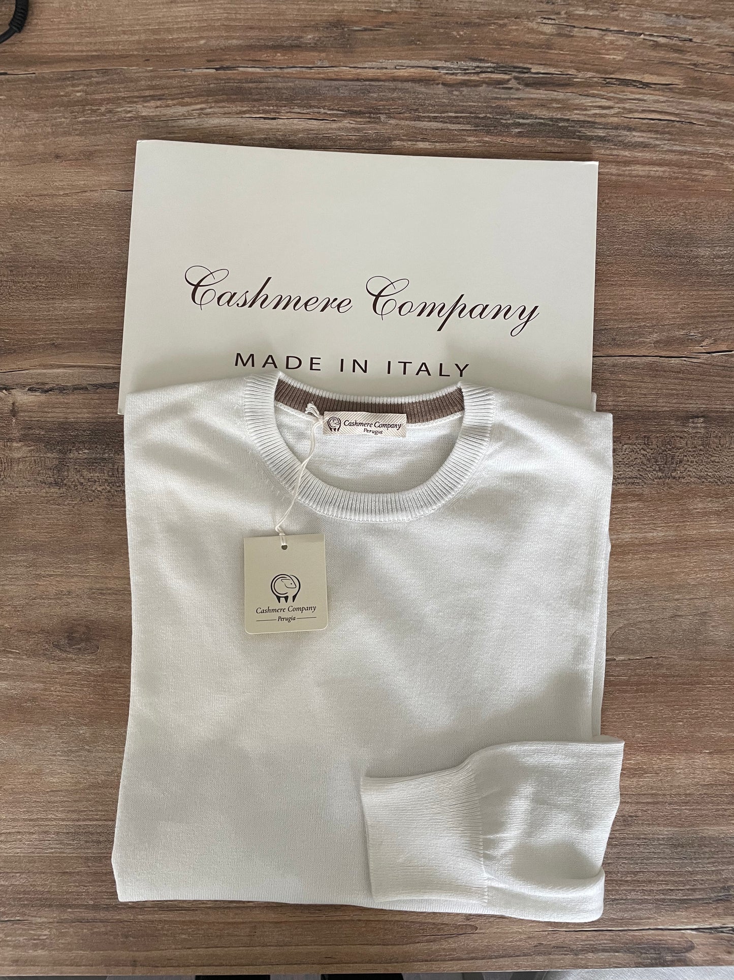 Cashmere Company maglia uomo bianco panna lana Cashmere seta
