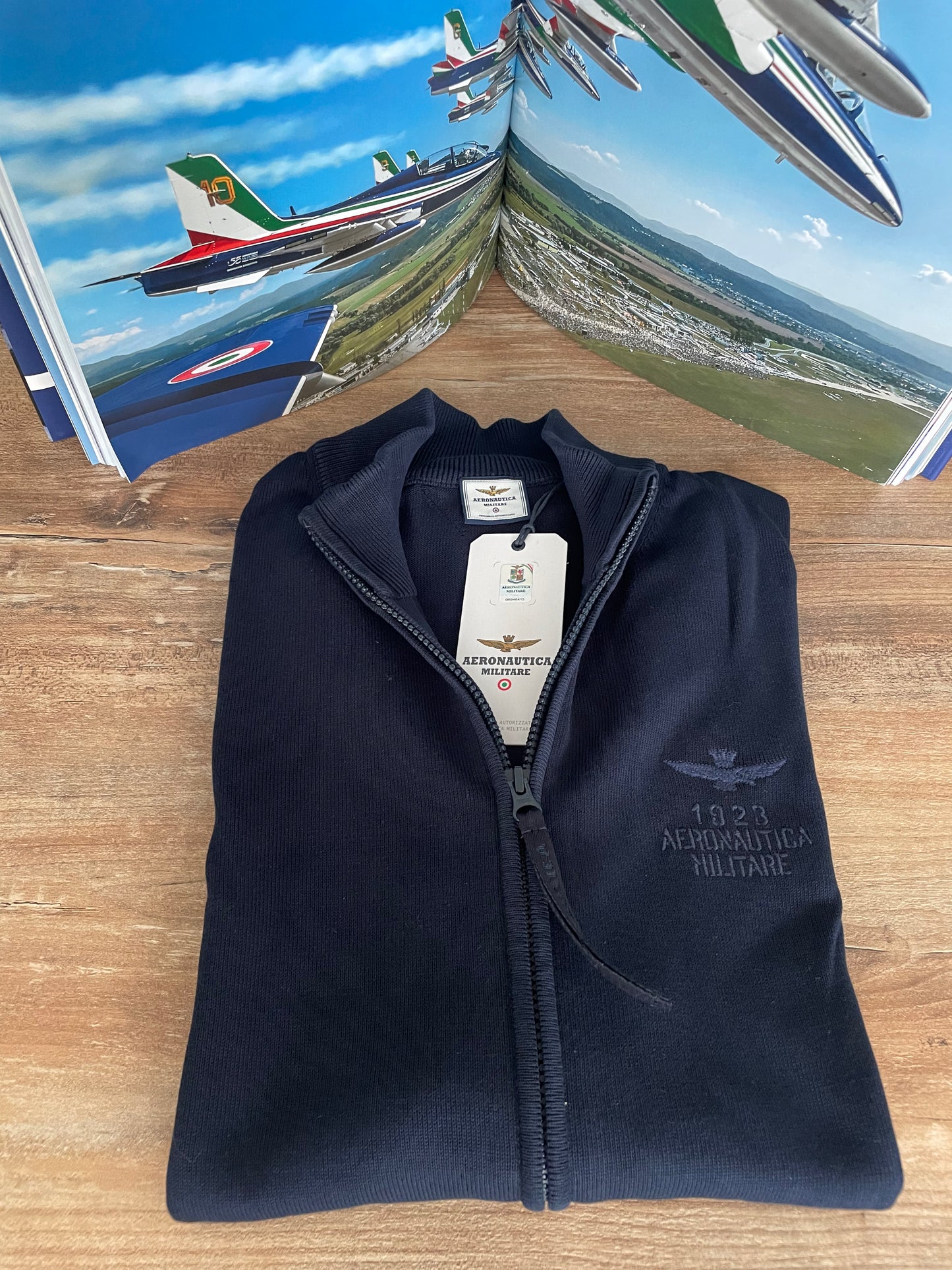 Aeronautica Militare maglione uomo zip Blu Scuro 100% cotone SC50%