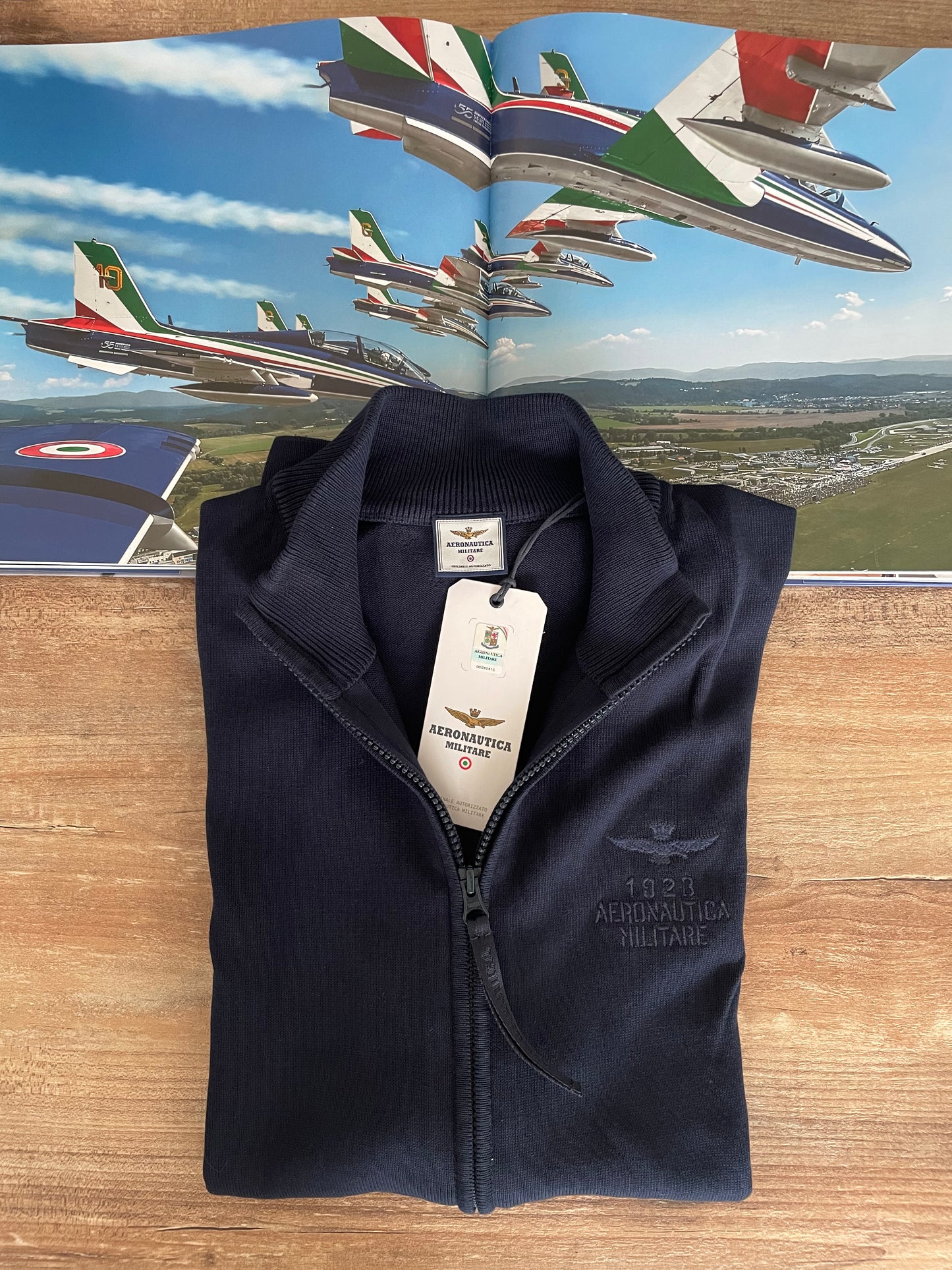 Aeronautica Militare maglione uomo zip Blu Scuro 100% cotone SC50%
