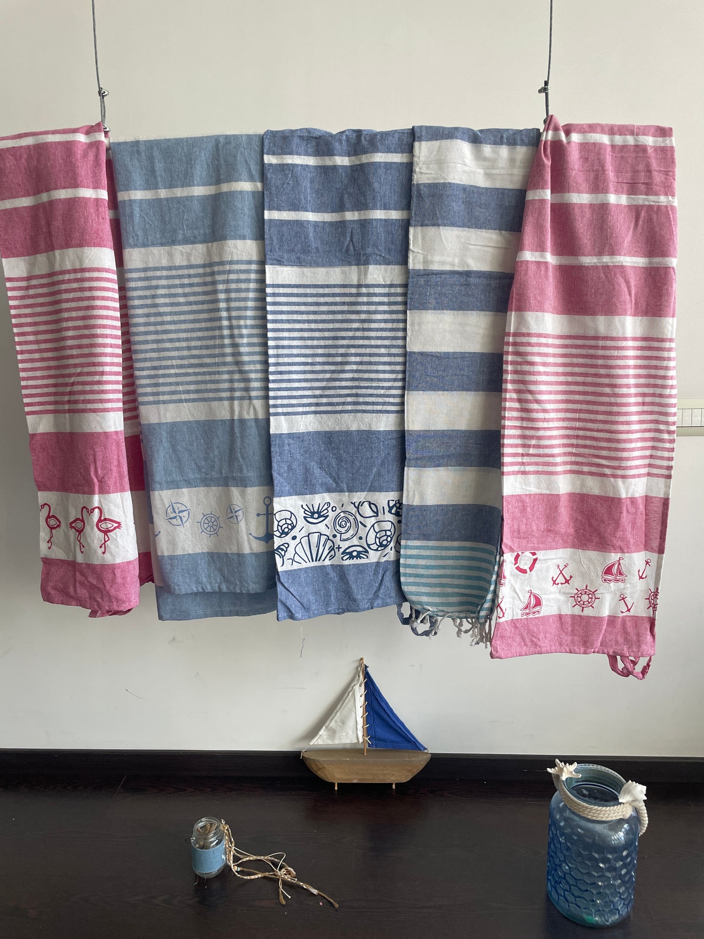 Telo Mare Unisex Cotone – Design Rosa/Azzurro, Perfetto per Lui e Lei