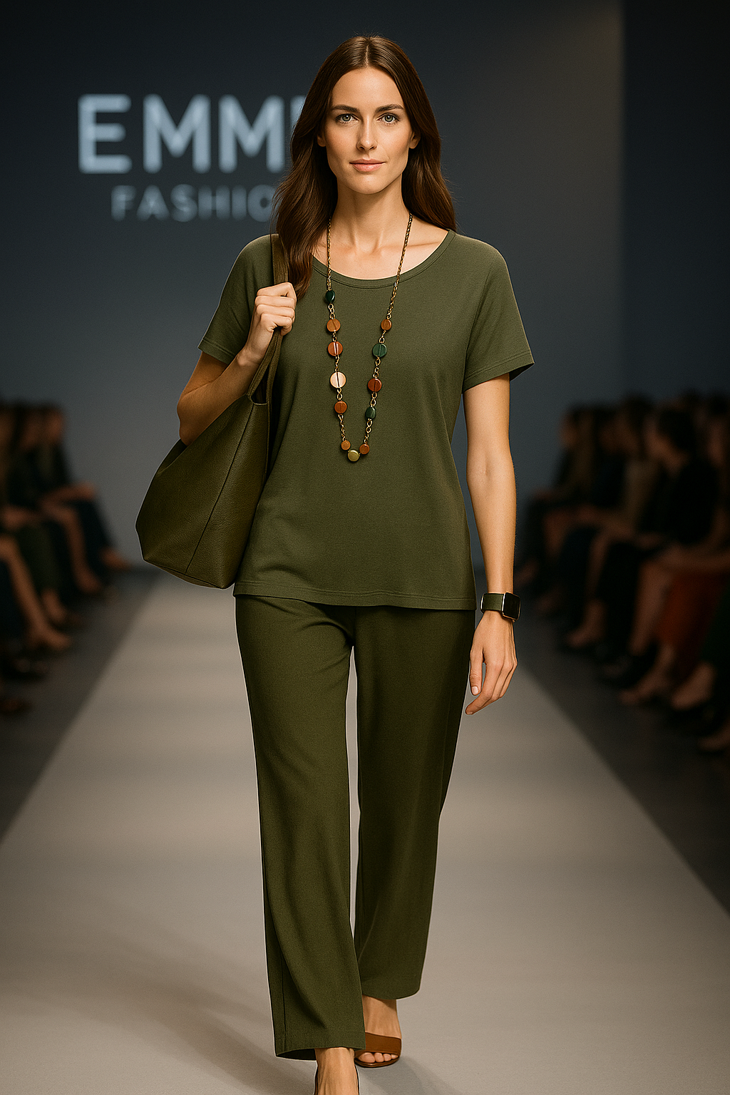 Tuta donna in cotone di viscosa estiva completo maglia girocollo e pantalone a palazzo