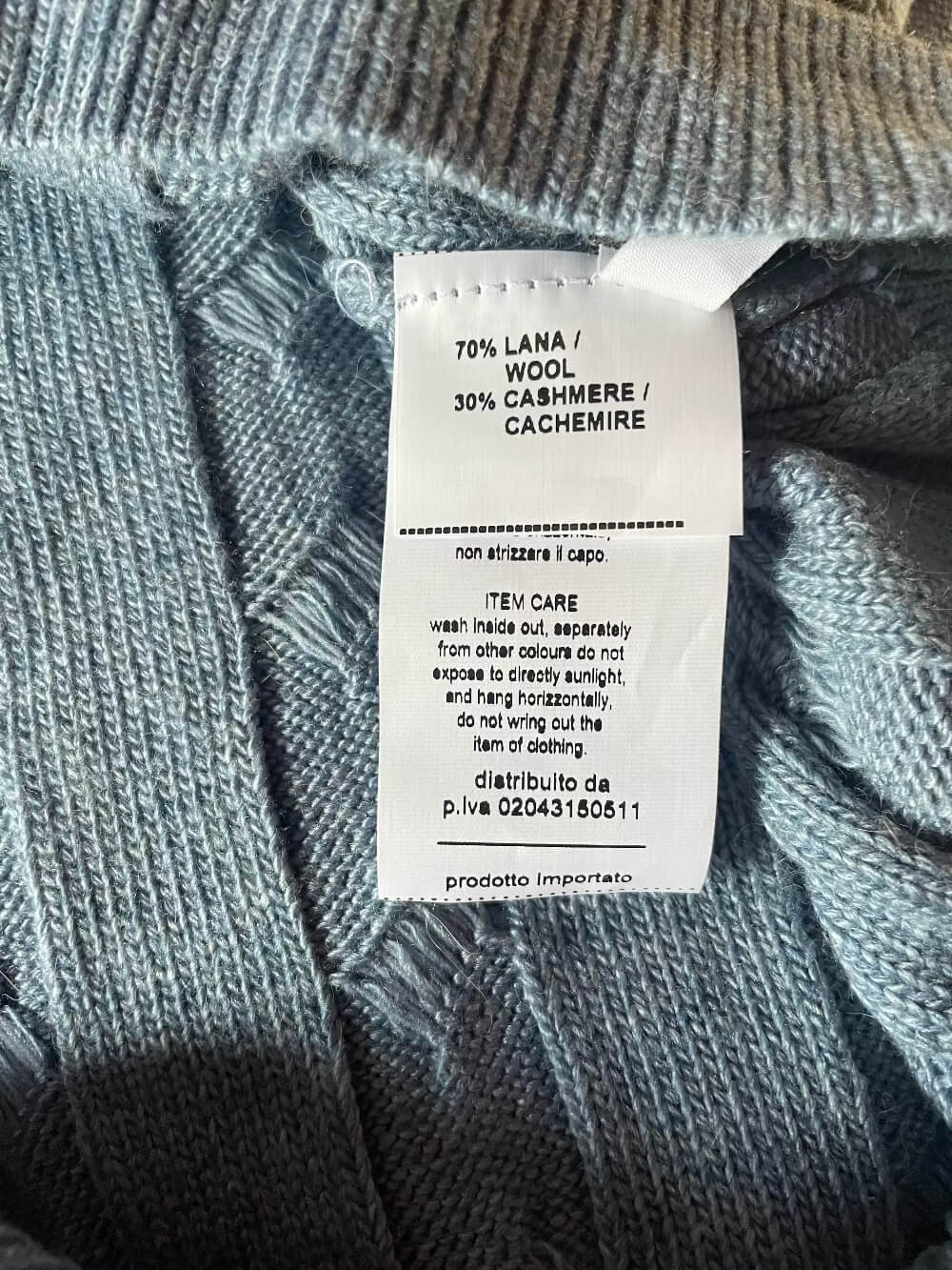 Cashmere Company Maglia Uomo Dolcevita Azzurro Polvere Trecce Cashmere Lana