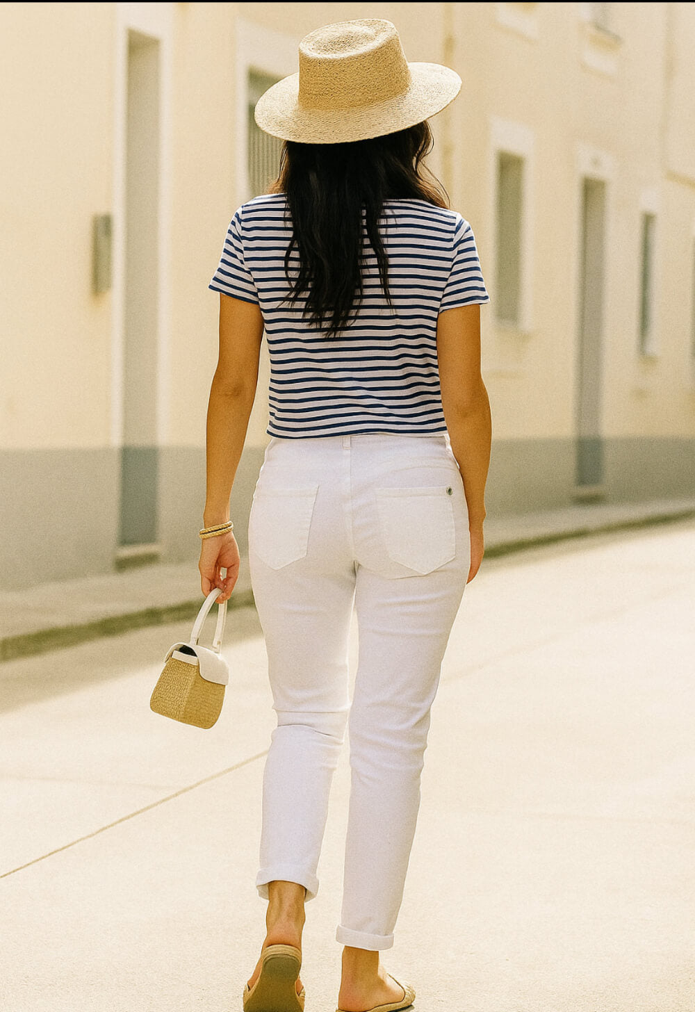 Jeans Donna Pantalone Bianco a gamba dritta