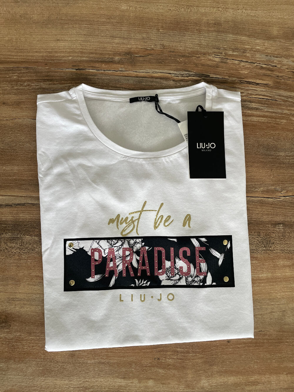 LIU JO t- shirt donna maglietta colore bianco mezza manica girocollo.