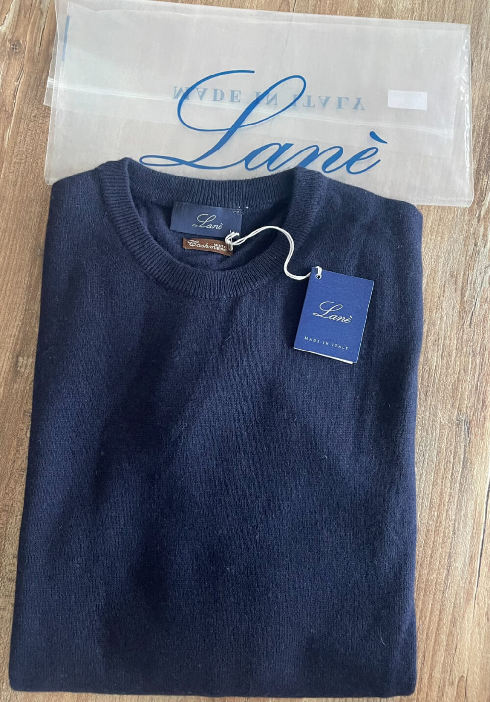 Malia uomo blu navy girocolla cashmere e lana Made in Italy Lané