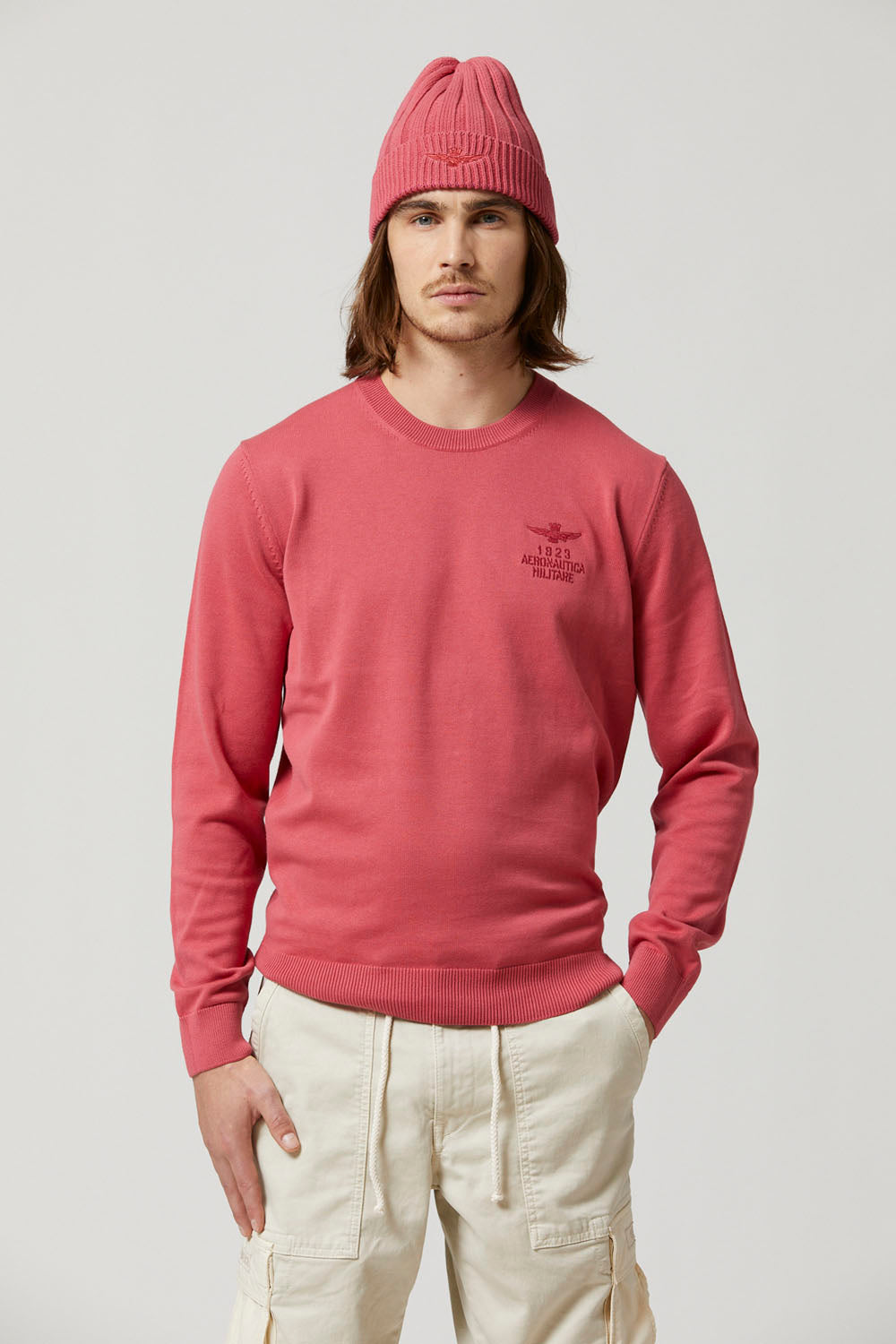 Aeronautica Militare Maglione Uomo Rosso Corallo