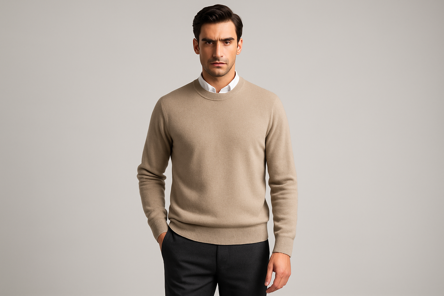 Maglia cashmere uomo canapa girocollo