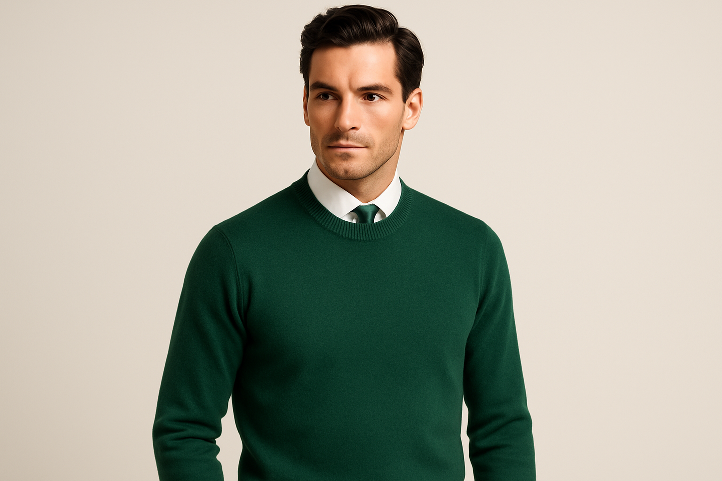 Maglia cashmere uomo verde in inglese Lanè Made in Italy