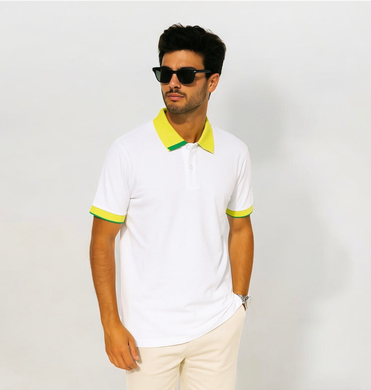 Polo Uomo bianca manica corta cotone made in Italy Cashmere Company