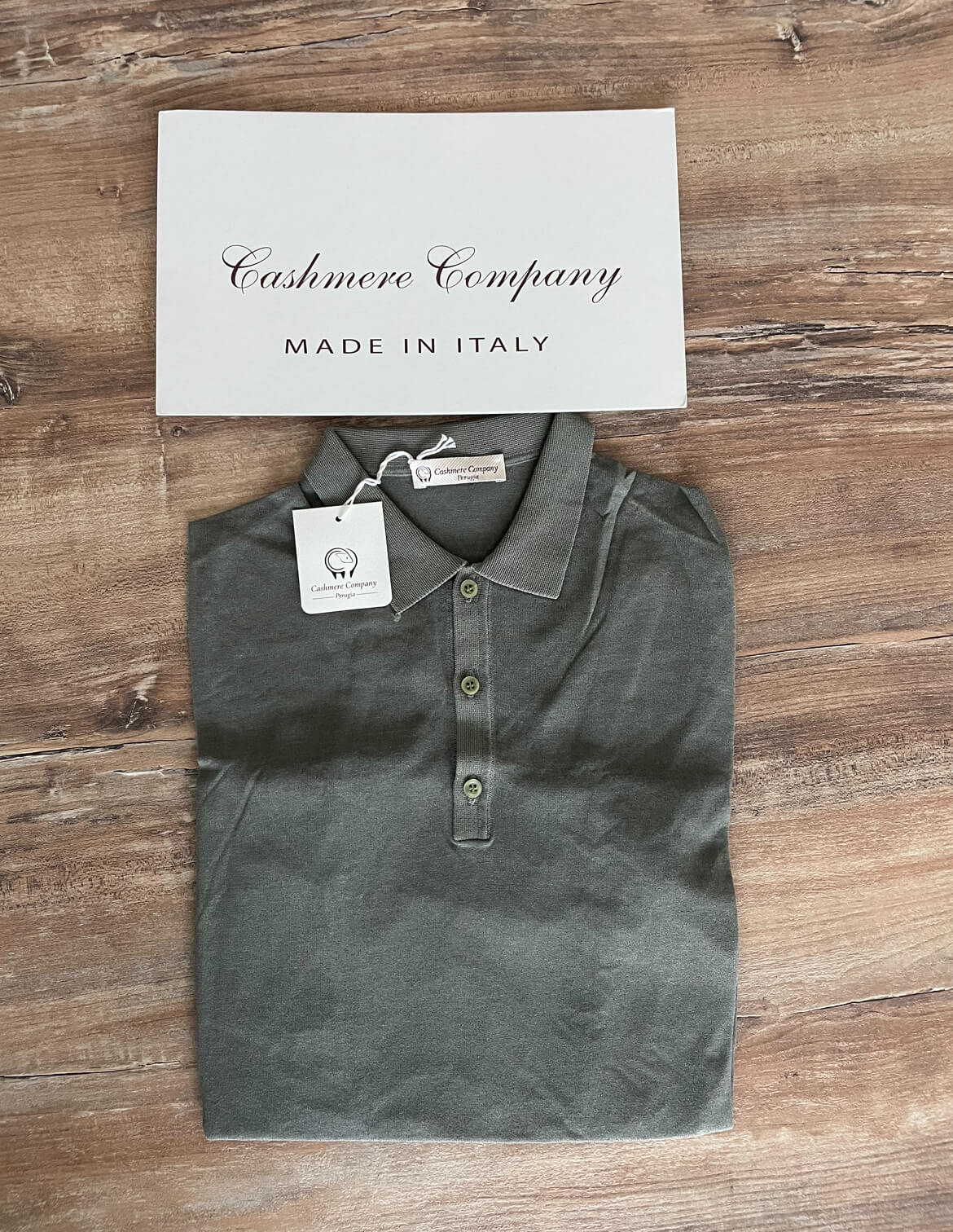 Polo uomo verde lino e cotone manica corta made in italy Cashmere Company