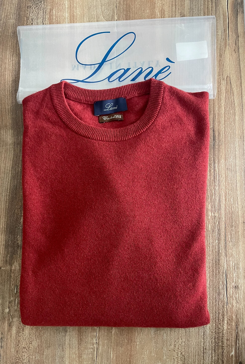 Sottogiacca Uomo Cashmere Lana Mattone Girocollo Lanè Made in Italy