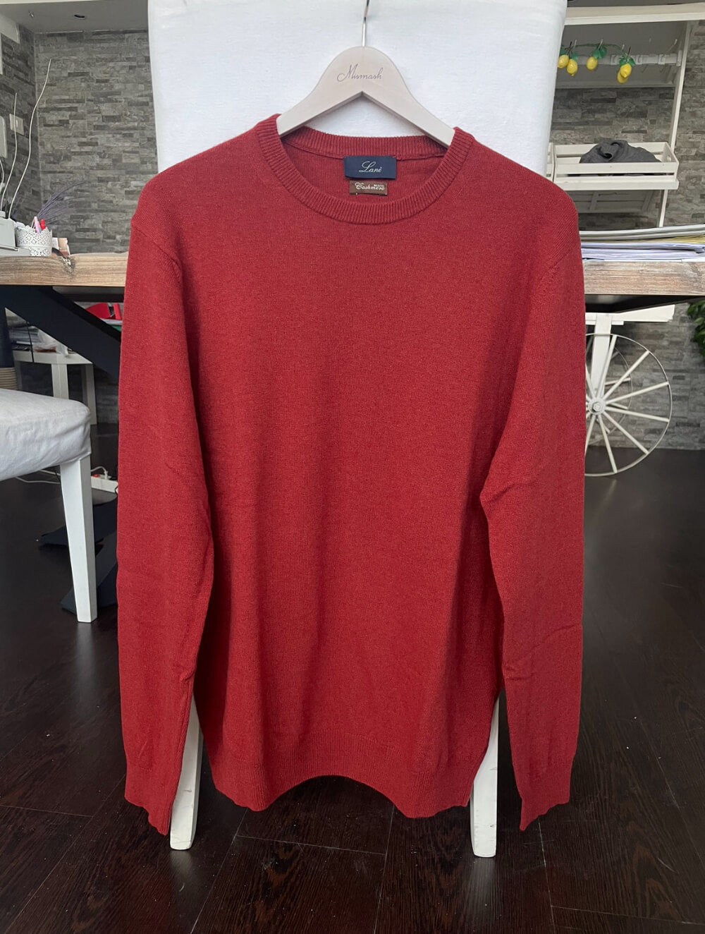 Sottogiacca Cashmere Uomo Cashmere Lana Mattone Girocollo Lanè Made in Italy