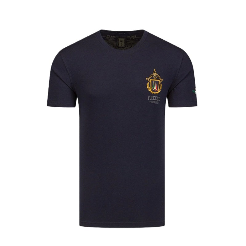 T-shirt uomo Aeronautica Militare Frecce Tricolori blu con ricami Made in Italy