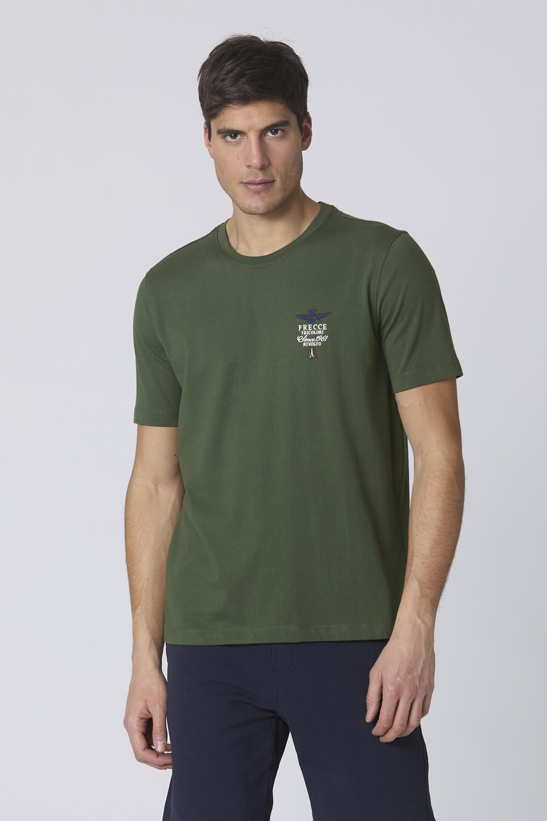 T-shirt uomo verde Aeronautica Militare Frecce Tricolori manica corta , cotone
