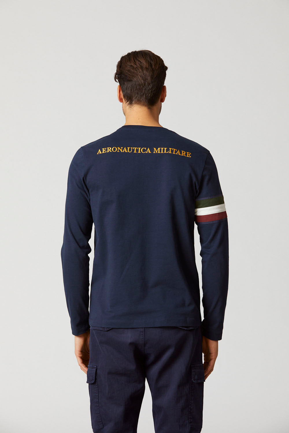 T-shirt Uomo Blu Aeronautica Militare Edizione Centenario - Manica Lunga Cotone Made in Italy