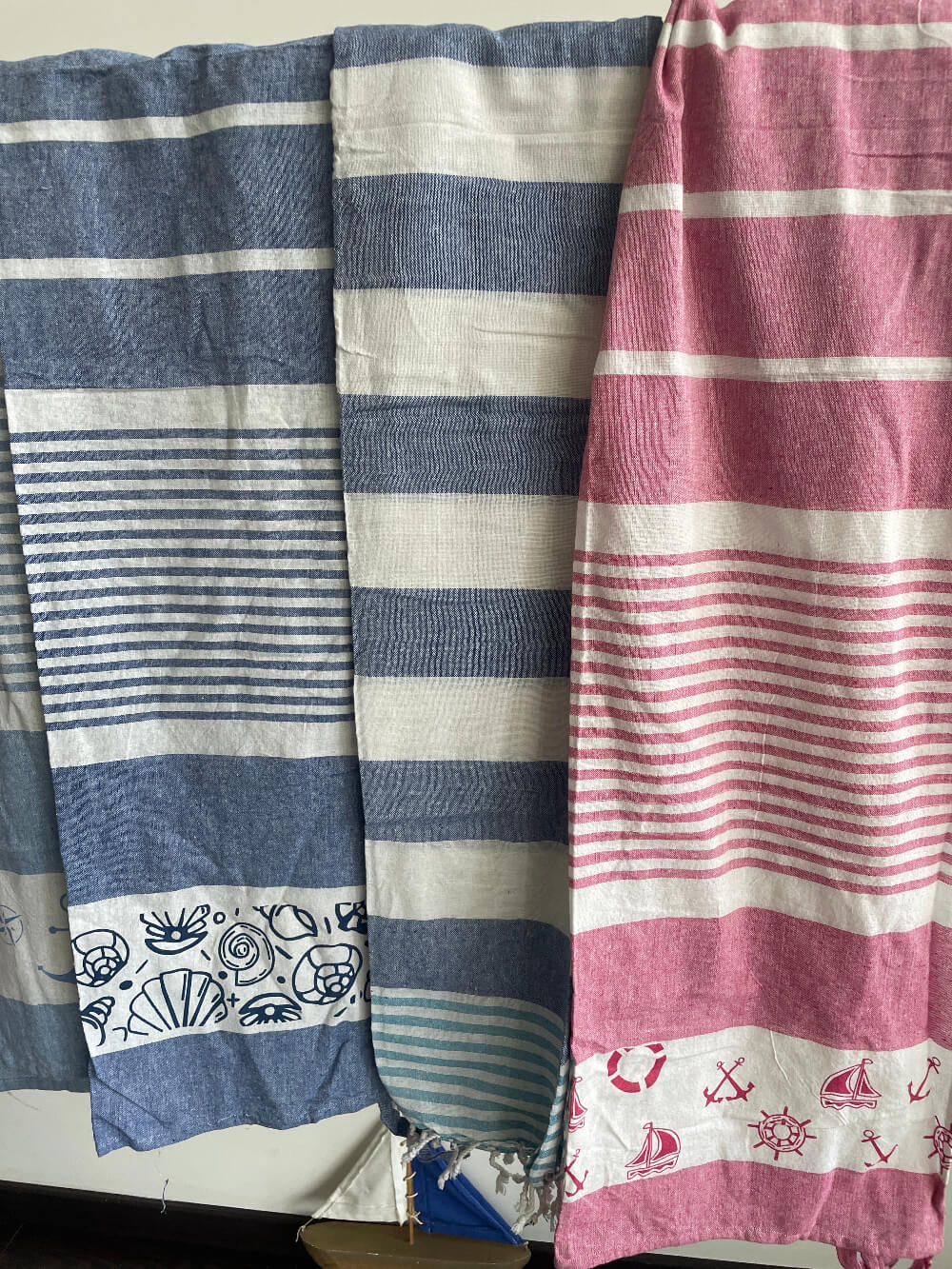 Telo mare unisex cotone 100% con tasche laterali portaoggetti rosa azzurro Made in Italy