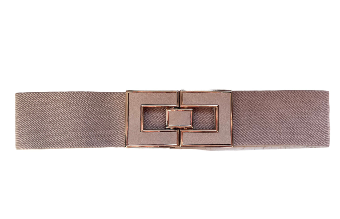 cintura beige a molla elegante con fibbia rettangolare