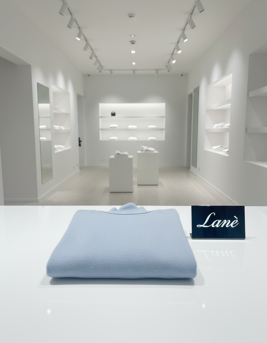 Dolcevita azzurro polvere liscio nel negozio Lanè