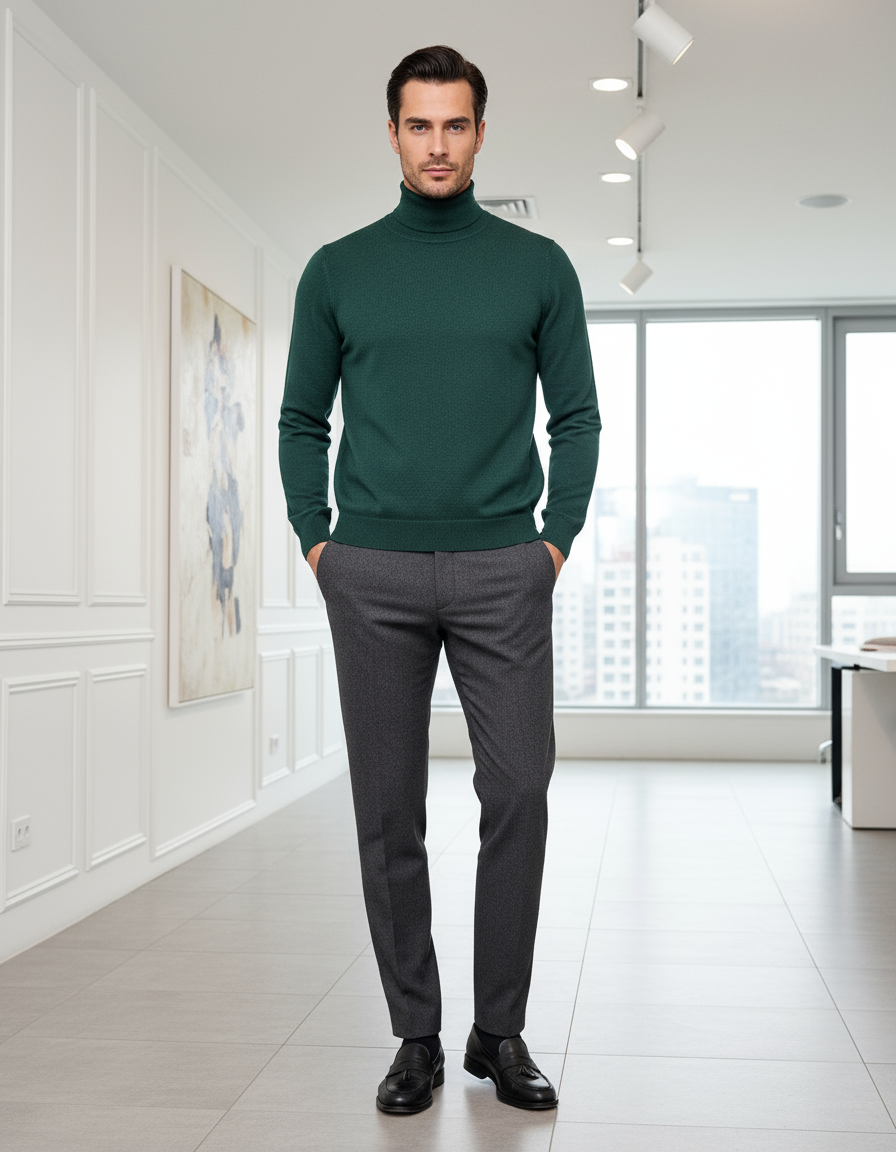 Figura intera dolcevita verde petrolio
