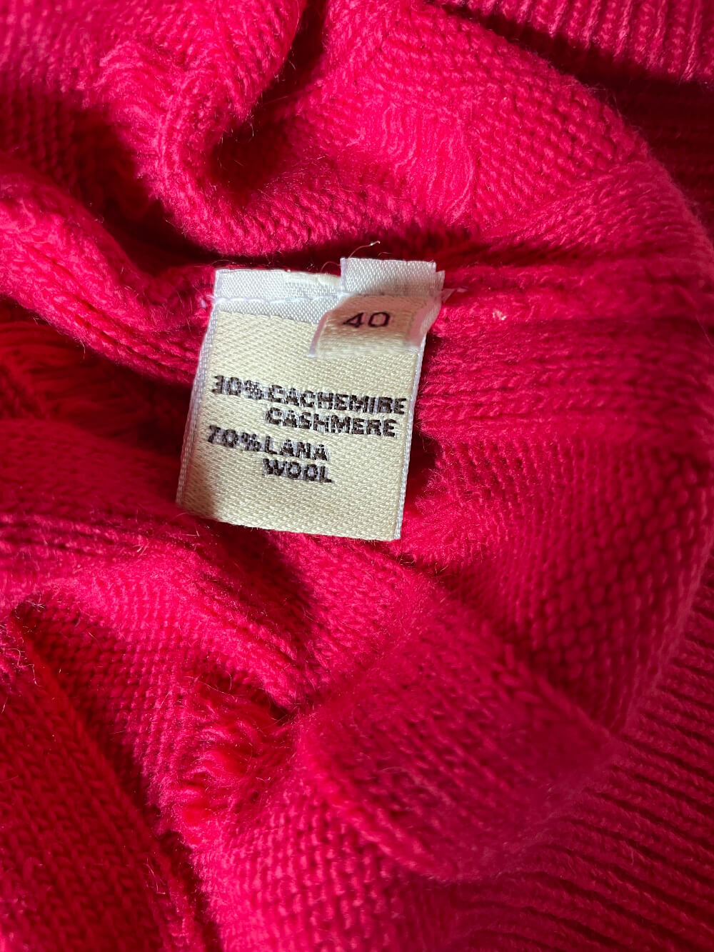 Cashmere Company Maglia Donna fuxia Dolcevita trecce Made in Italy Cashmere e Lana