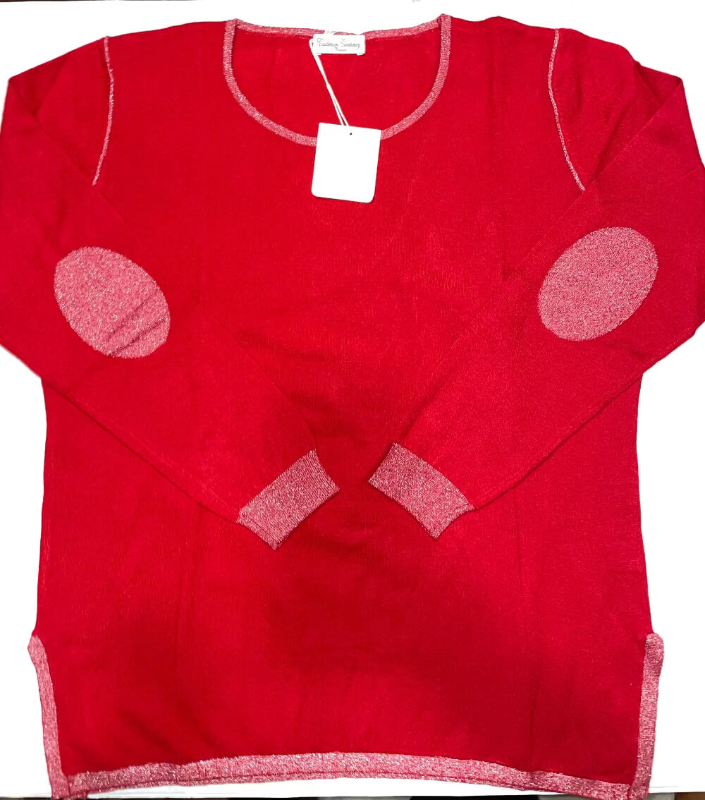 Cashmere Company maglia donna girocollo rosso sc-50% maxi lurex