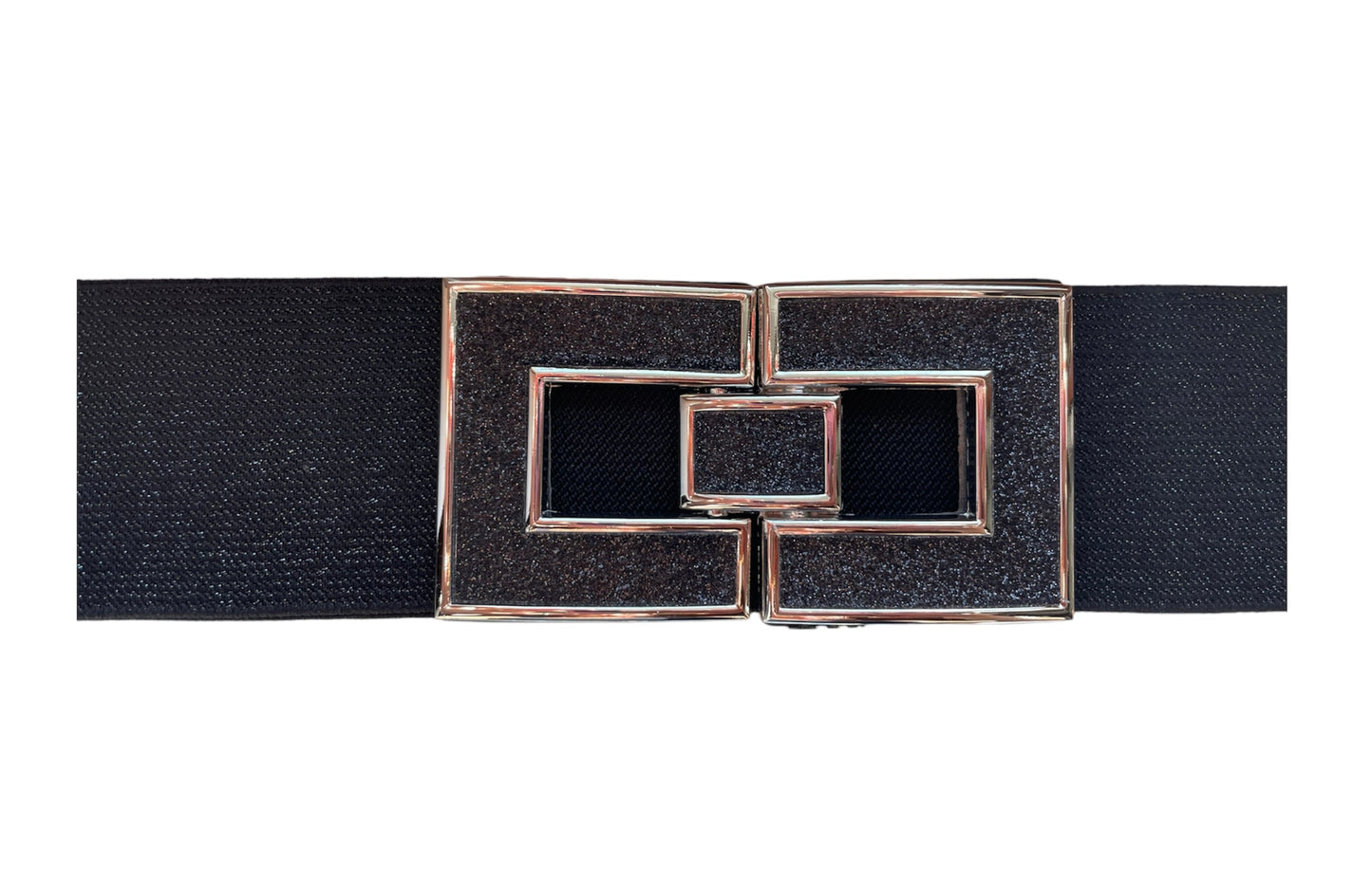 Cintura Gioiello Donna Elastica Nera | Cintura a Molla con Fibbia Oro | Made in Italy
