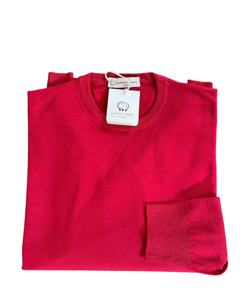 Cashmere Company maglia uomo rosso fragola SC-50% girocollo lana merinos