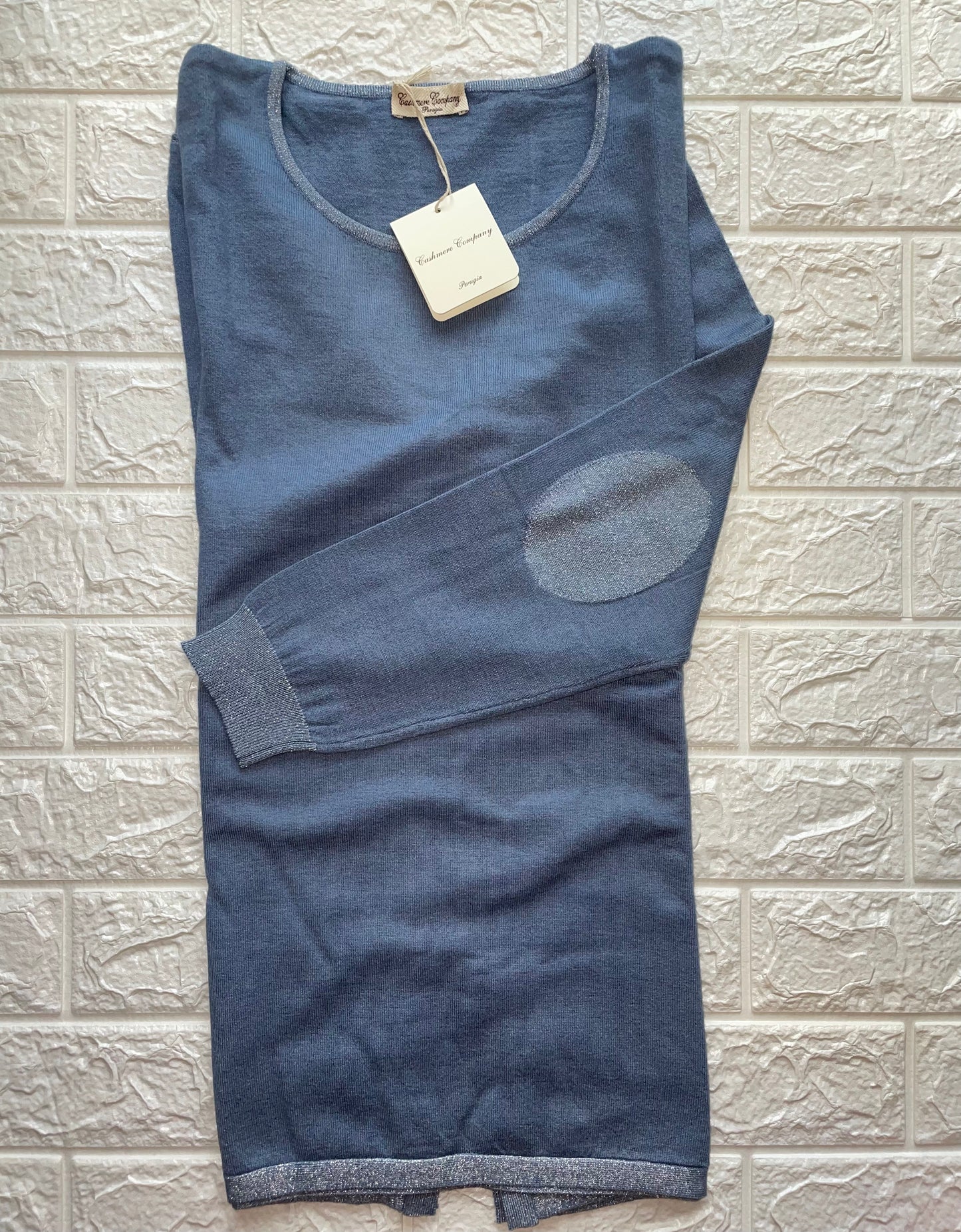 Cashmere Company maglia donna girocollo azzurro sc-50%maxi lurex