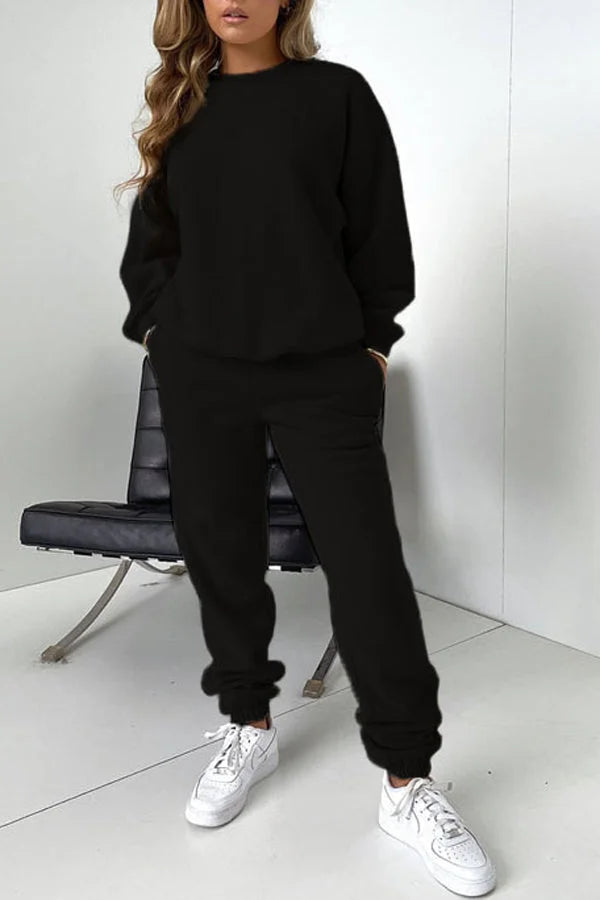Tuta Donna completo maglia e pantalone Manica Lunga Cotone - Set 2 Pezzi