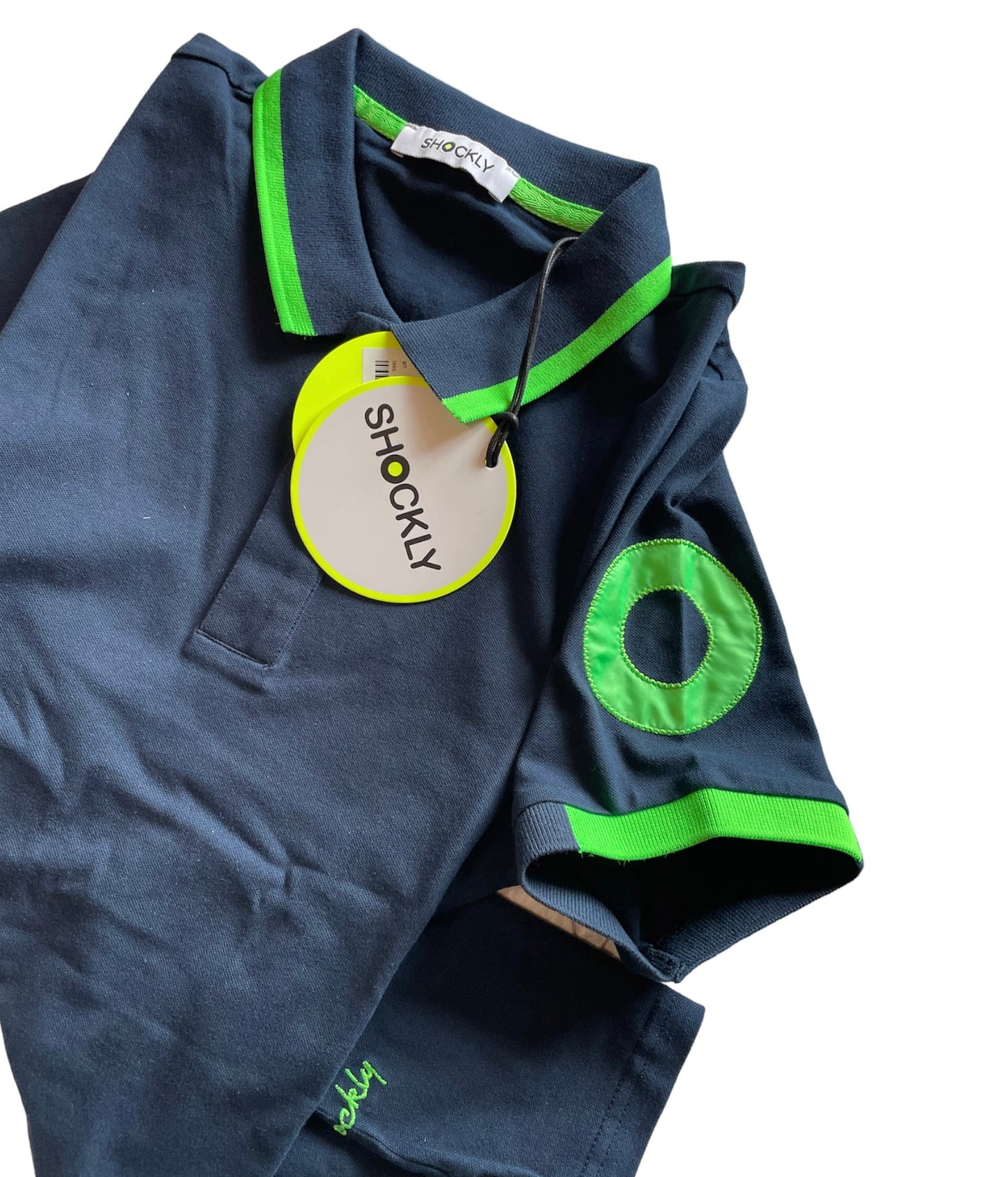 Shockly Polo Uomo blu inserti Fluo SC-50% manica corta