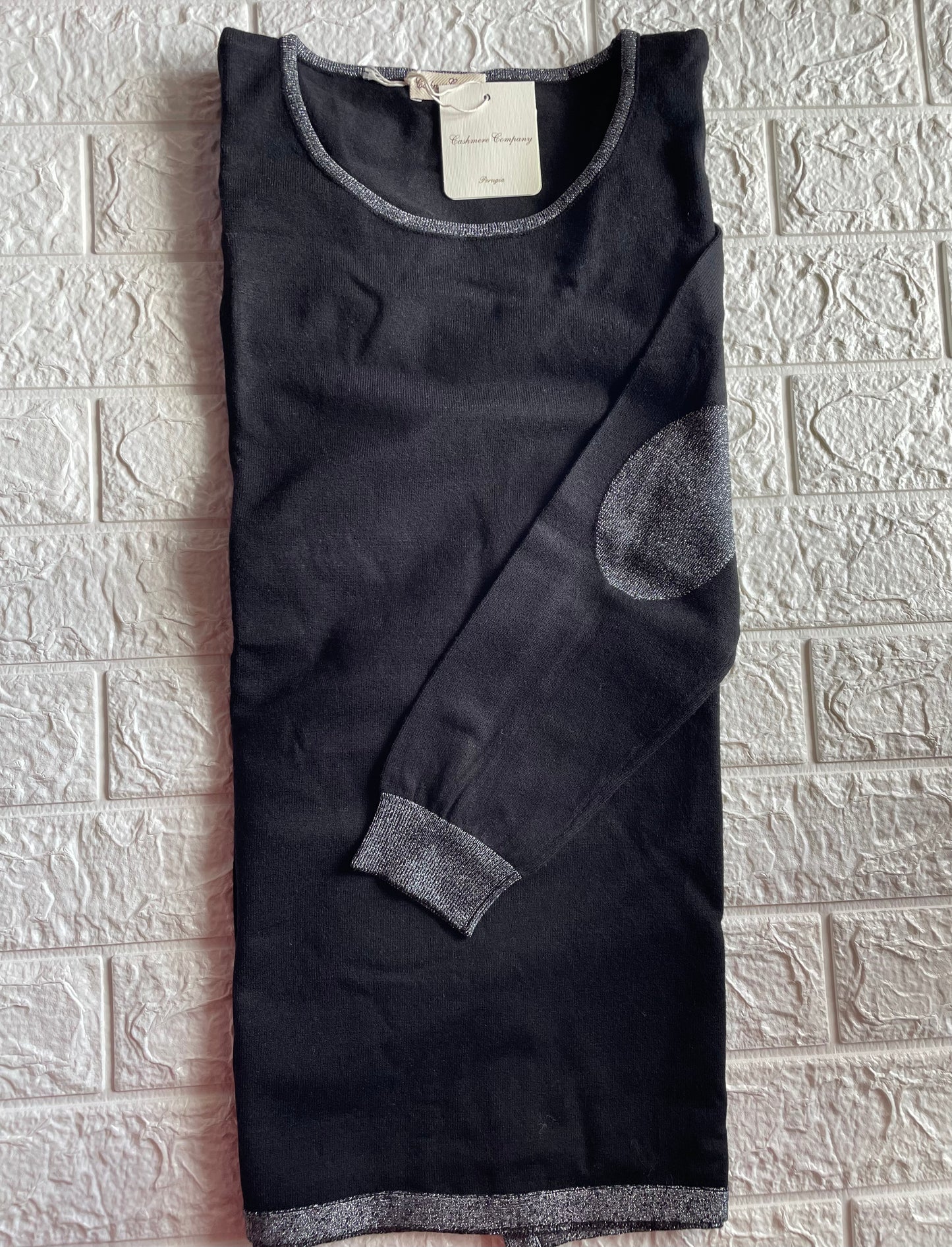 Cashmere Company maglia donna nero sc-50% girocollo maxi lurex