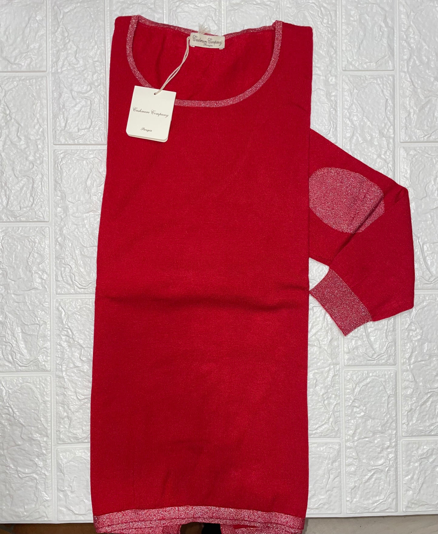 Cashmere Company maglia donna girocollo rosso sc-50% maxi lurex