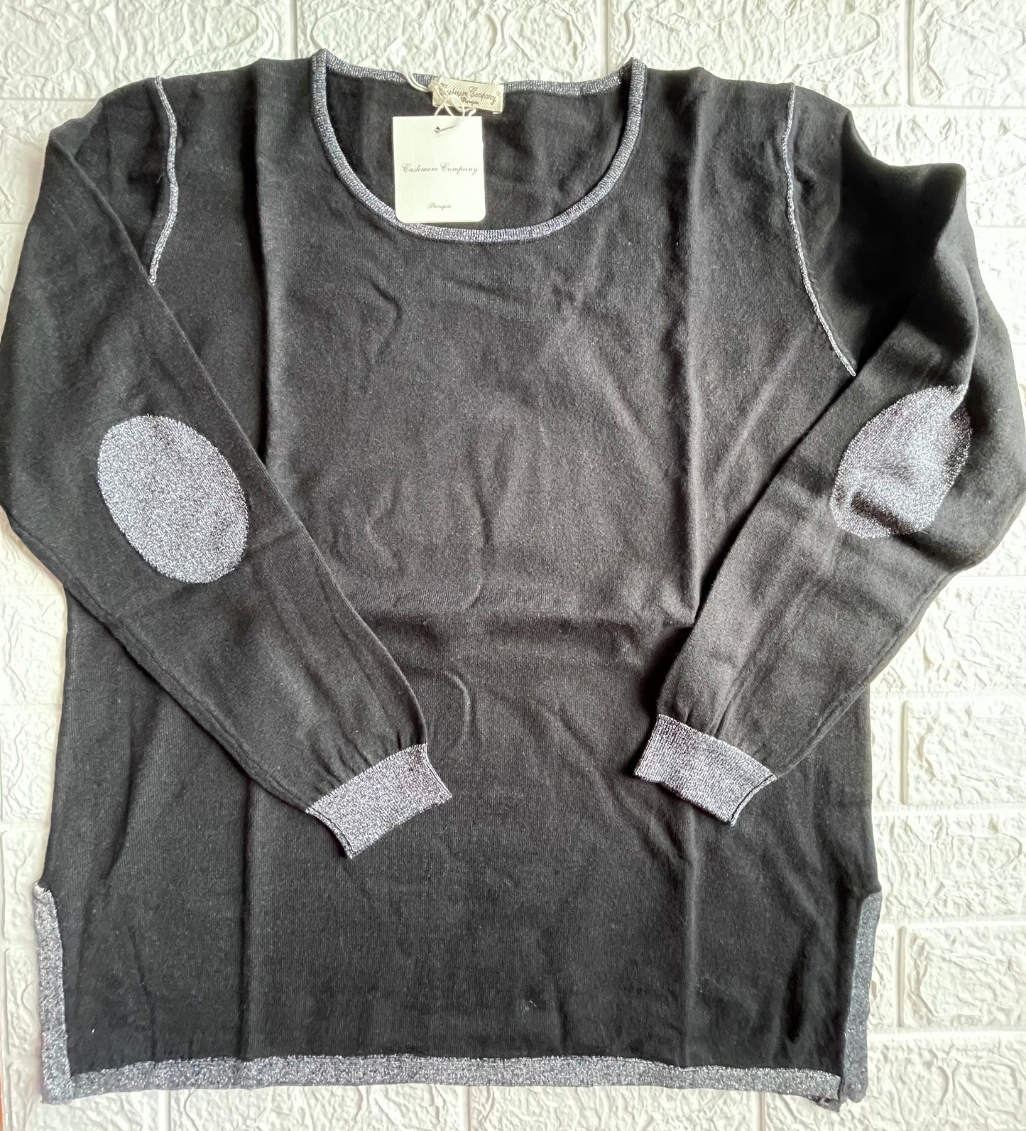 Cashmere Company maglia donna nero sc-50% girocollo maxi lurex