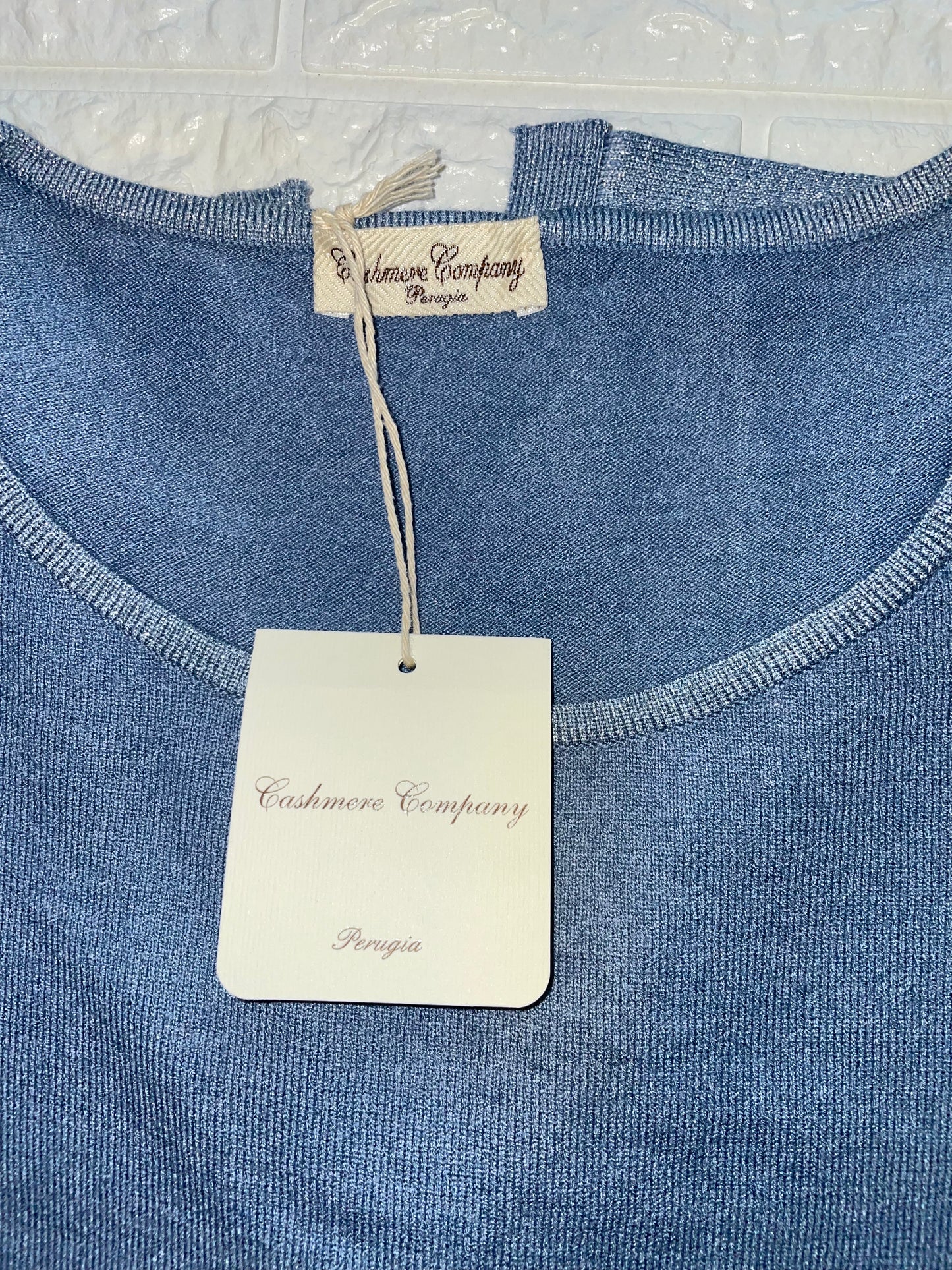Cashmere Company maglia donna girocollo azzurro sc-50%maxi lurex