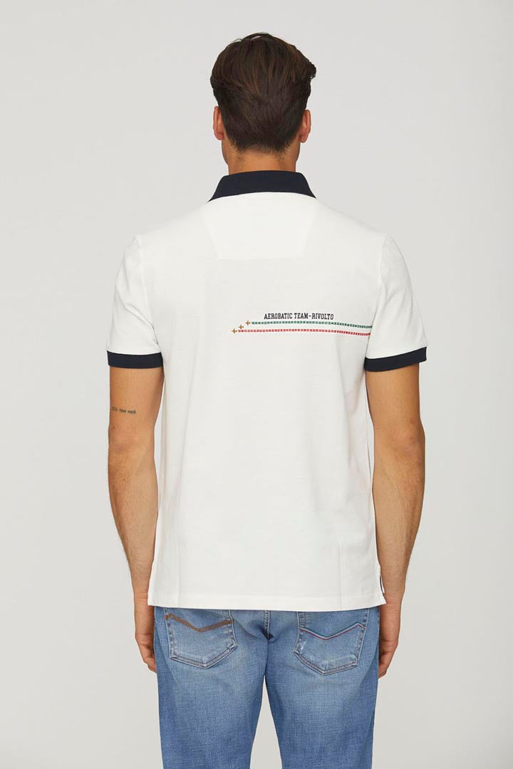 Polo Uomo Bianca Aeronautica Militare Frecce Tricolori Cotone Premium