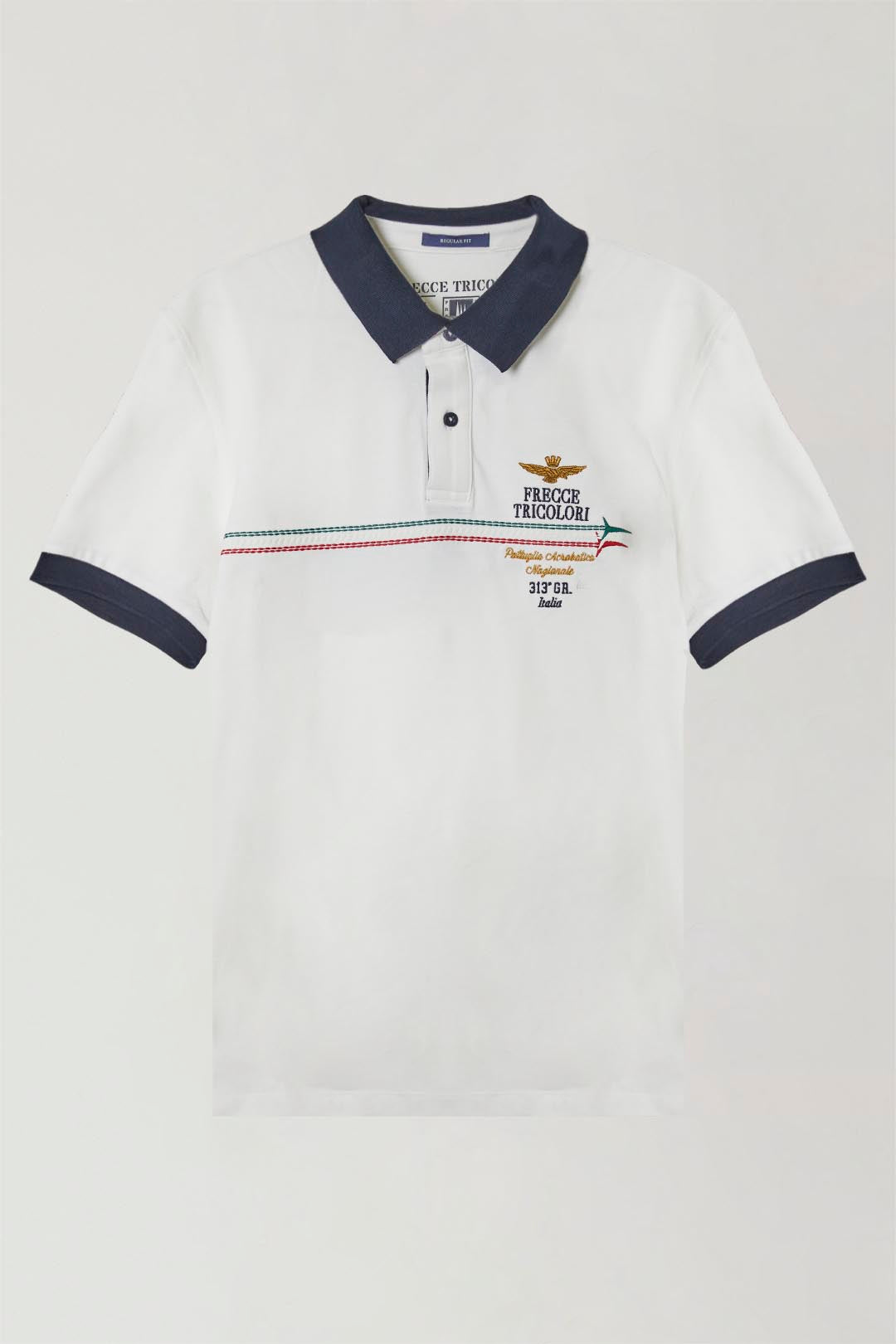 Polo Uomo Bianca Aeronautica Militare Frecce Tricolori Cotone Premium