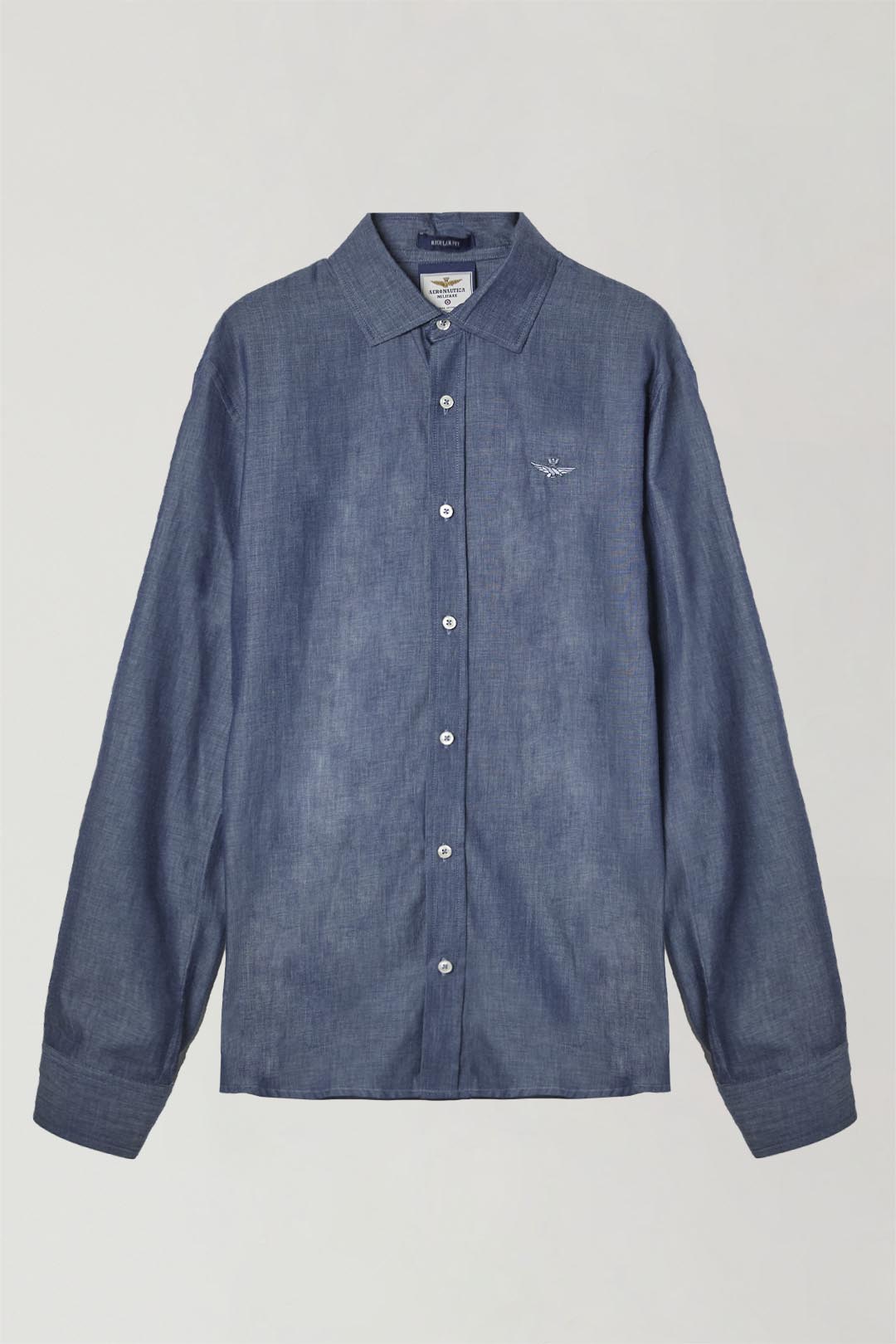 Camicia Uomo Aeronautica Militare Chambray Jeans Blu - Made in Italy