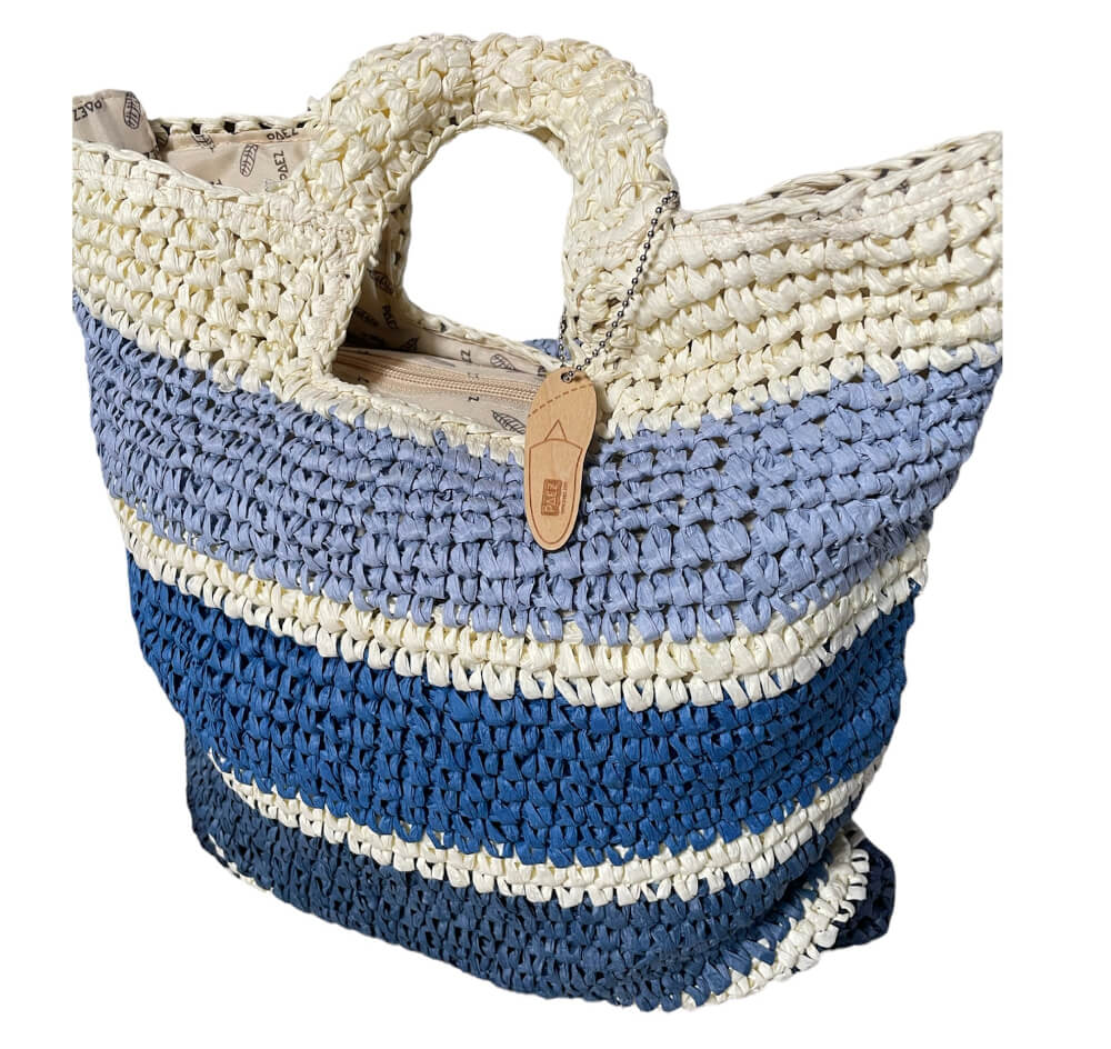Borsa Mare Donna blu bianco azzurro con doppio manico