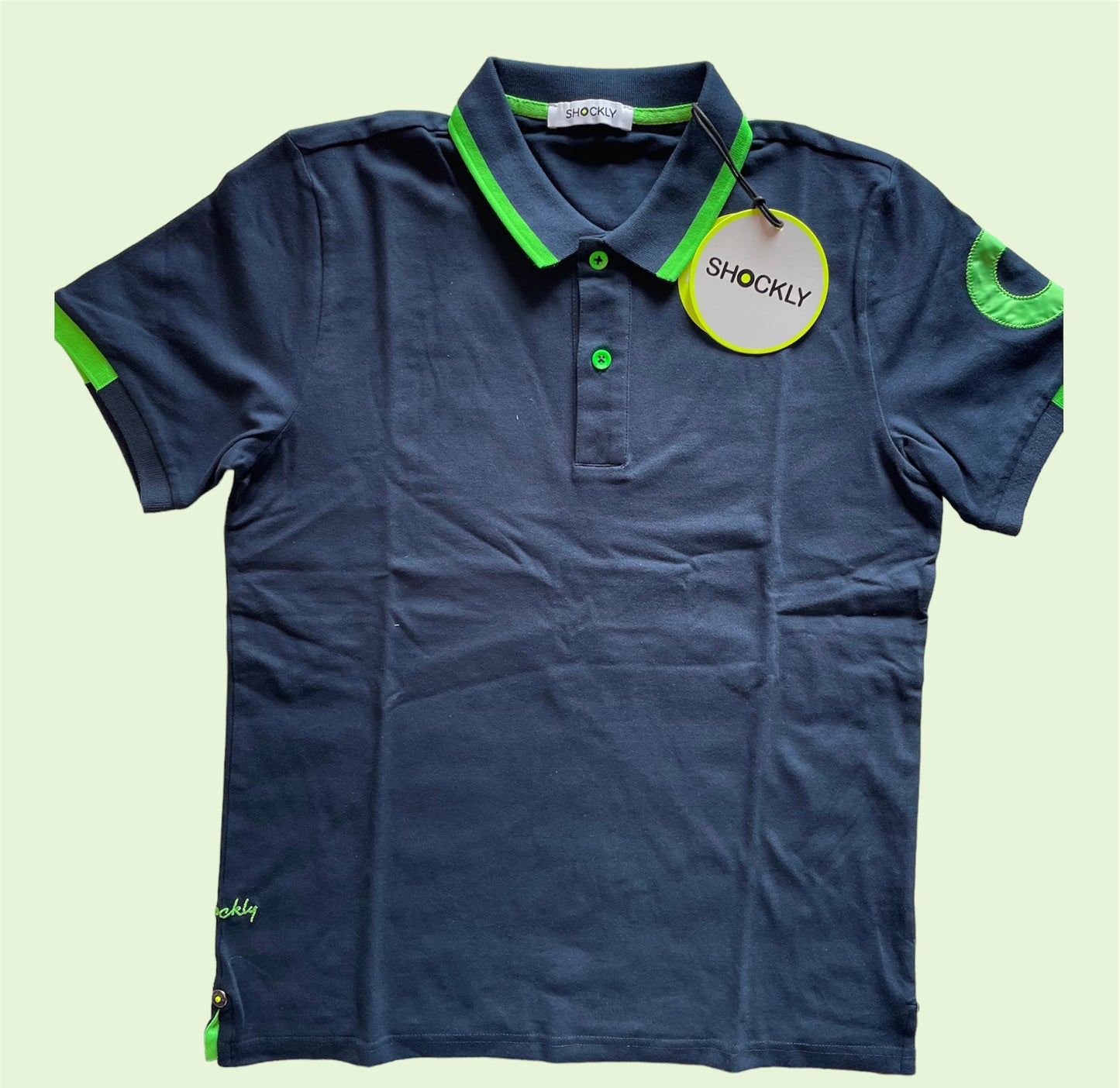 Shockly Polo Uomo blu inserti Fluo SC-50% manica corta