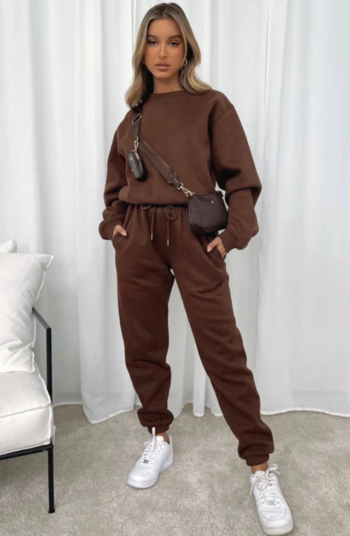 Tuta Donna completo maglia e pantalone Manica Lunga Cotone - Set 2 Pezzi