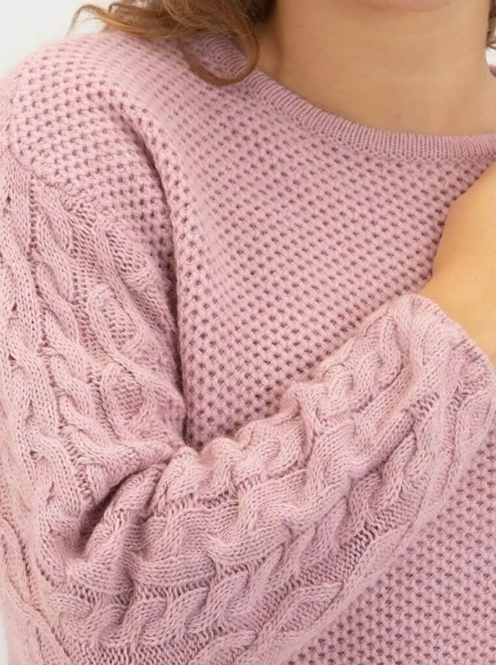 Maglia Donna Cashmere Company Girocollo Rosa Lana e Alpaca - Made in Italy