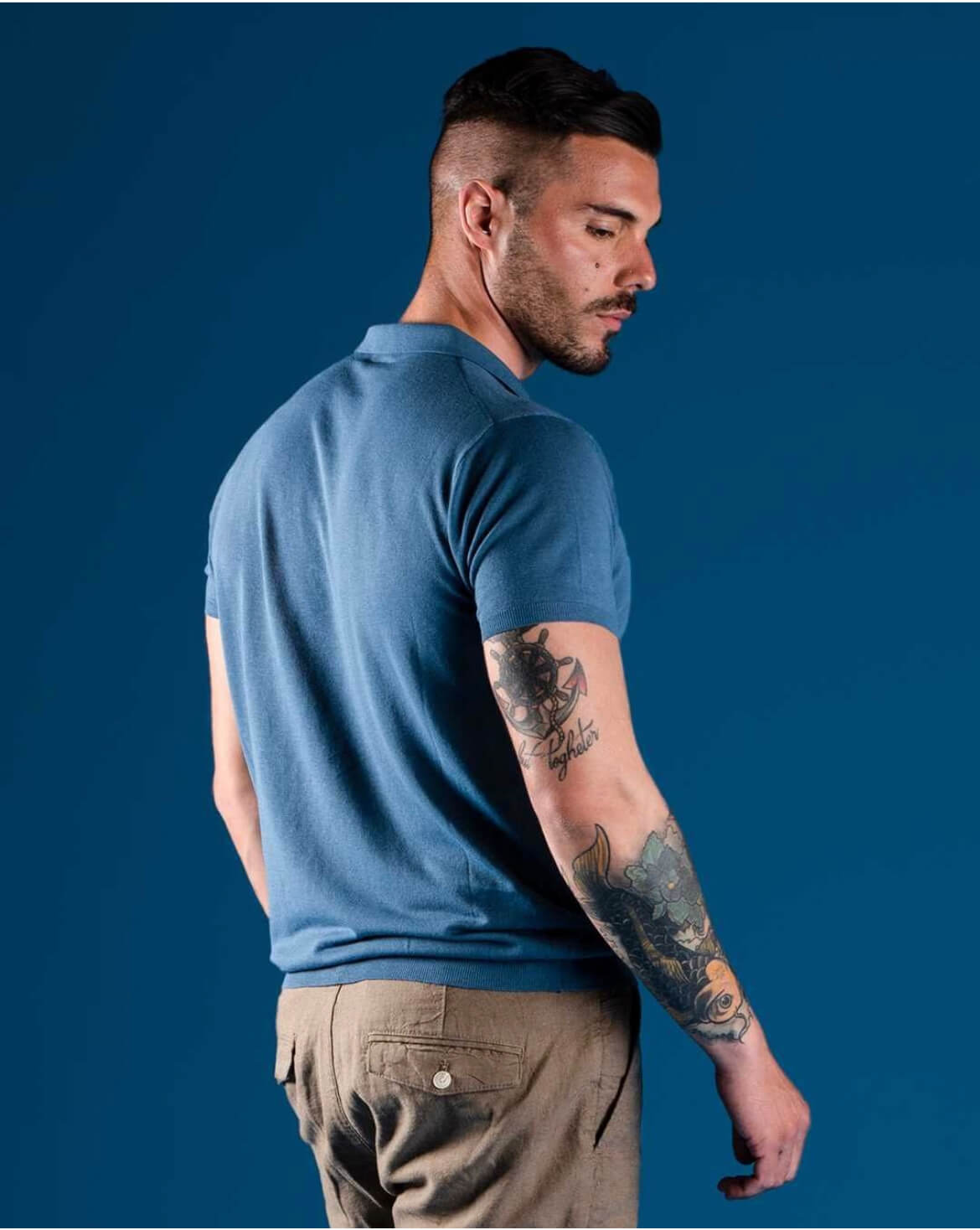 Polo uomo Lino e cotone manica corta Cashmere Company Made in Italy