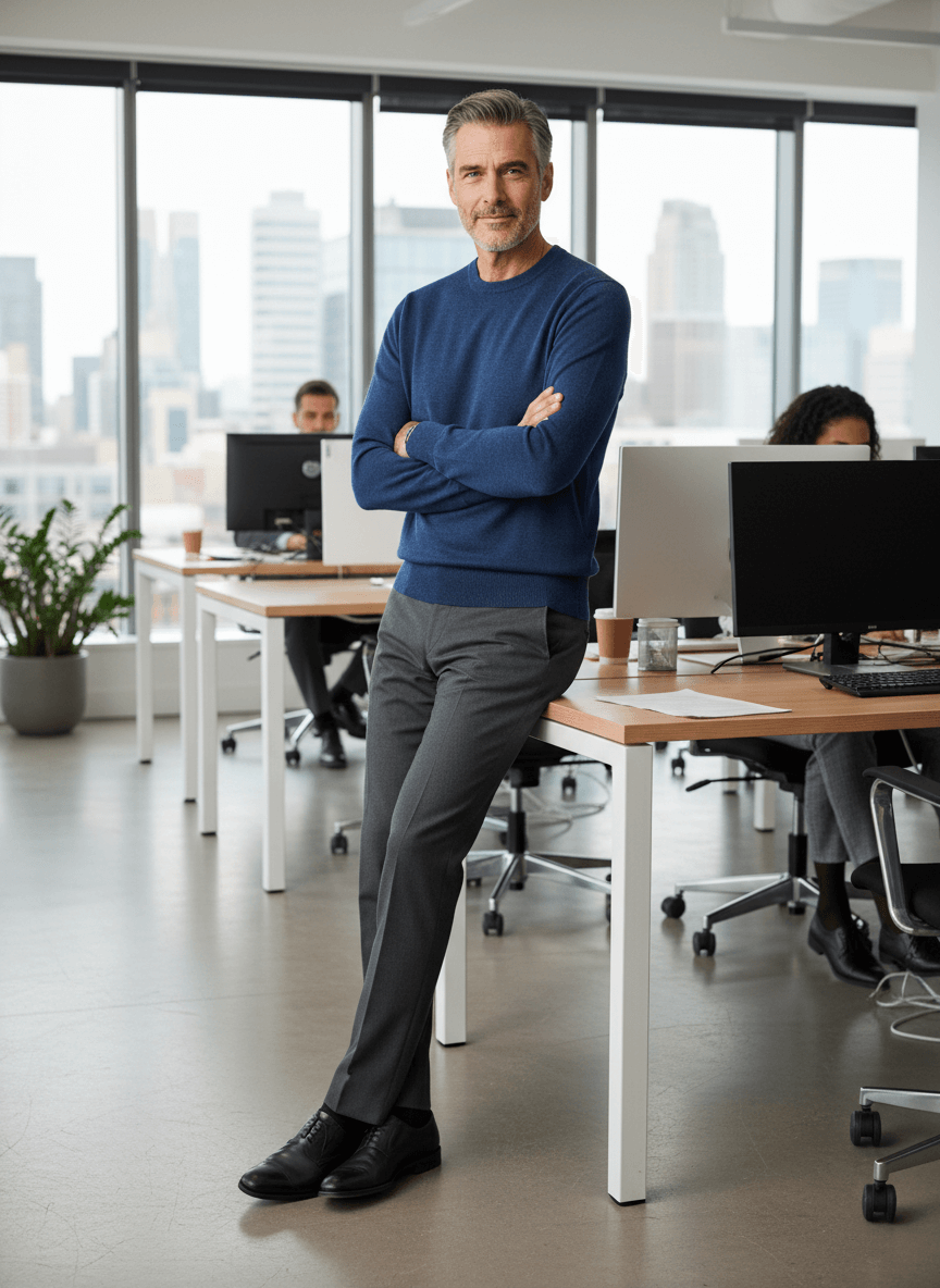 Cashmere Company maglia uomo Blu girocollo Lana Cashmere e Seta