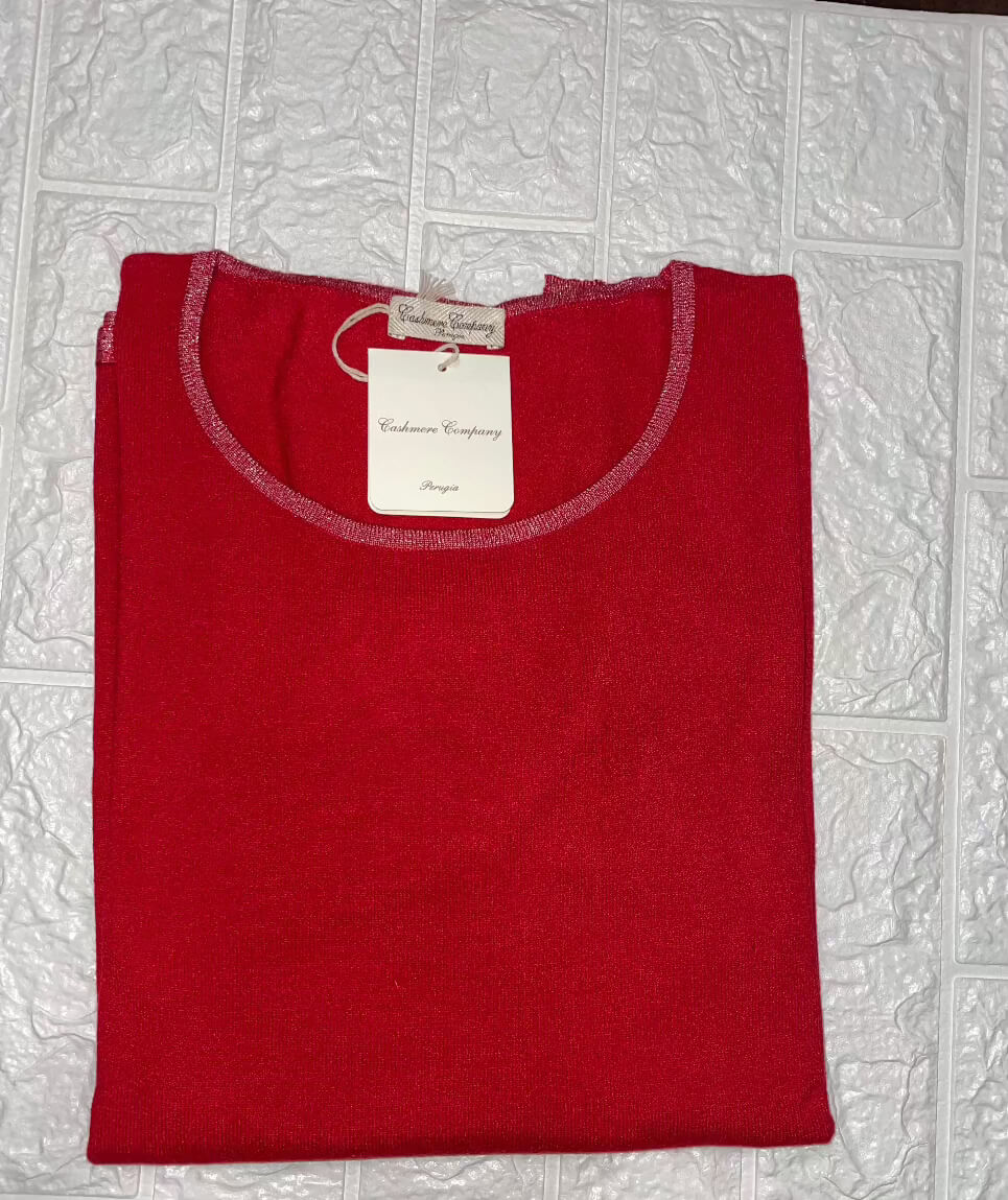 Cashmere Company maglia donna girocollo rosso sc-50% maxi lurex
