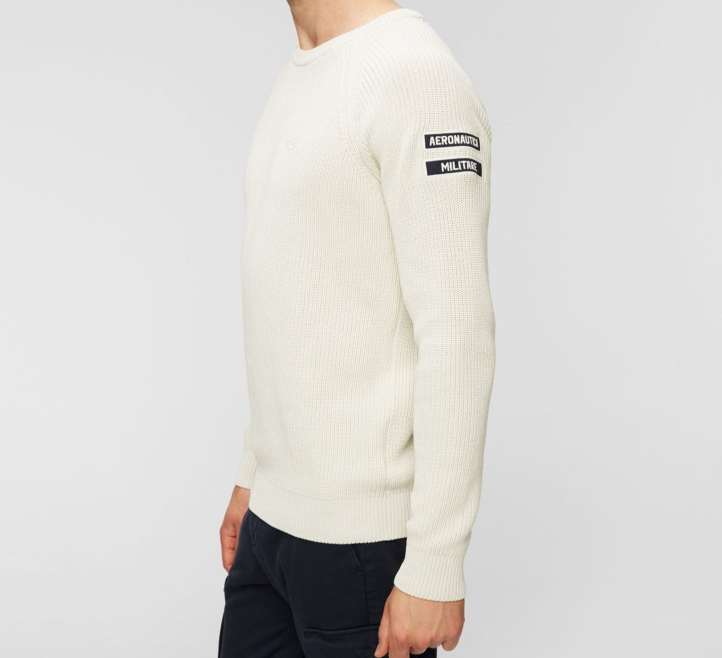 Aeronautica Militare maglione Uomo bianco ghiaccio costa inglese